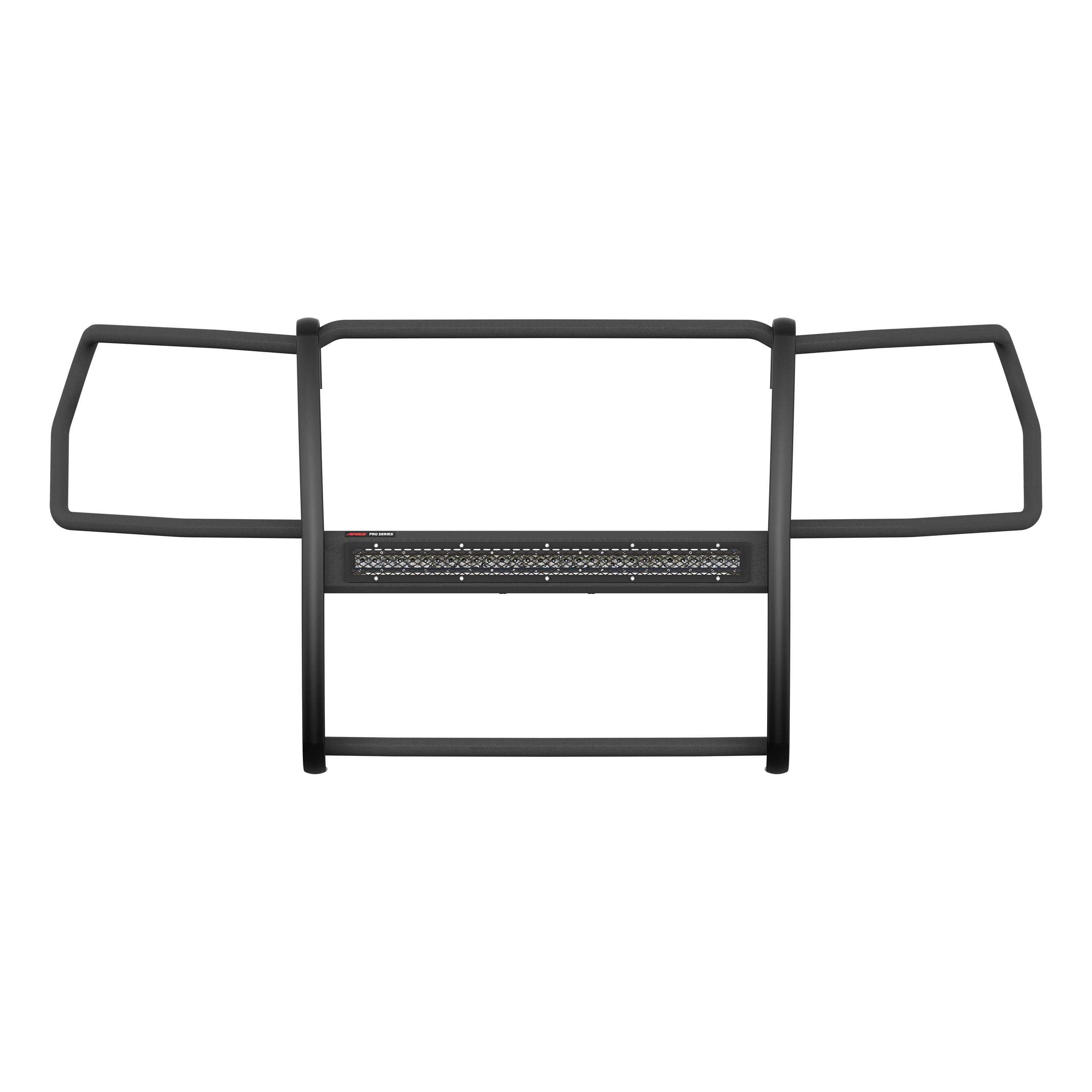 ARIES Pro Series Black Steel Grille Guard with Light Bar, 2019-2021 Chevy Silverado 1500