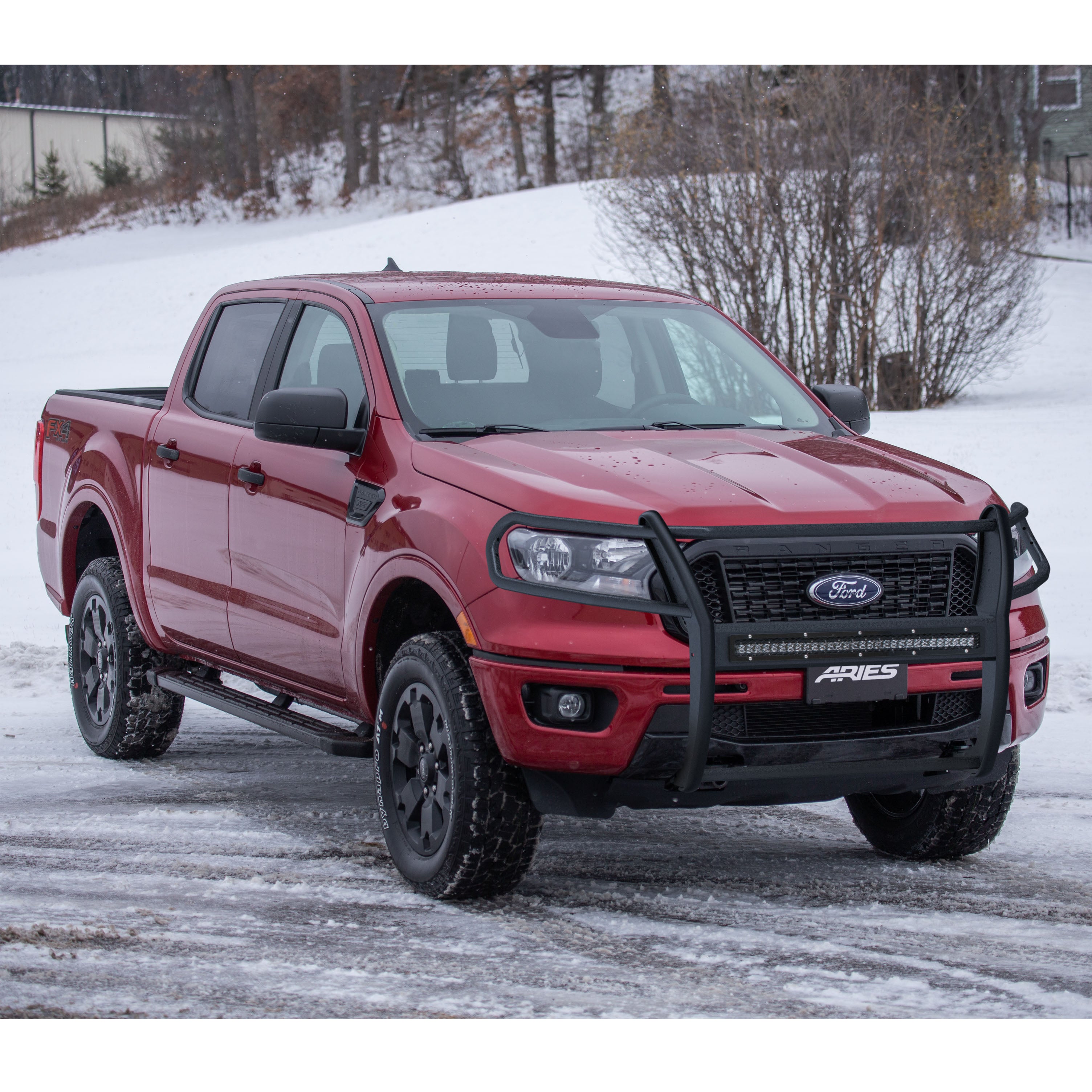 ARIES Pro Series Black Steel Grille Guard with Light Bar, 2019-2023 Ford Ranger