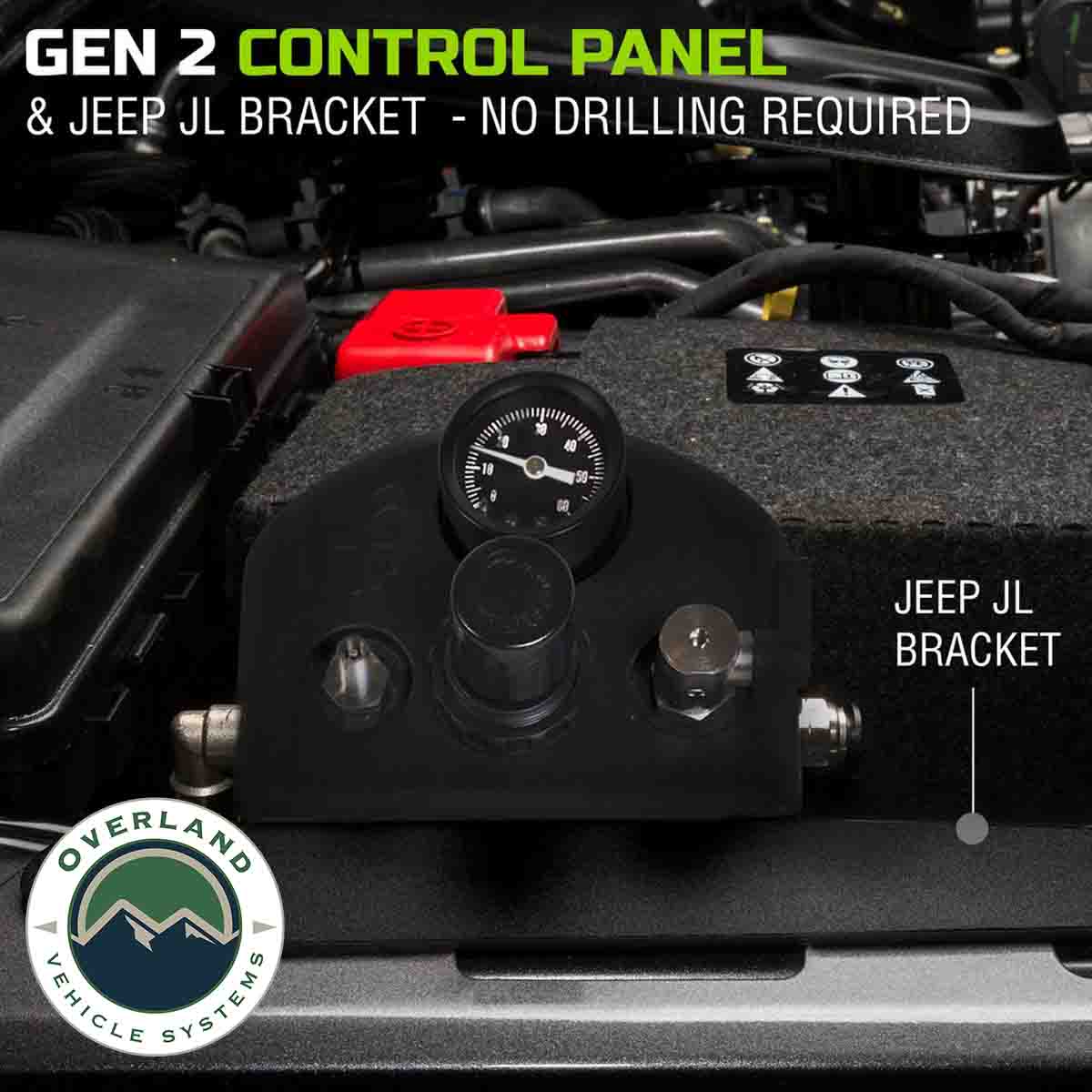 Jeep JK Tire Inflator System 4 Tire For 18-25 Jeep Wrangler 2/4 Door W/Engine Mount With Box, Fittings, Hoses and Storage Bag Black UP Down Air