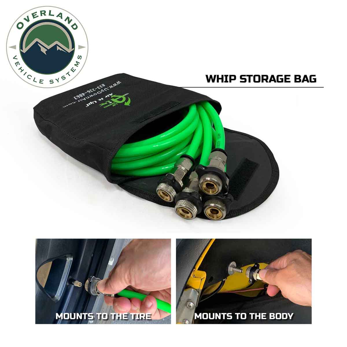 Jeep JK Tire Inflator System 4 Tire For 18-25 Jeep Wrangler 2/4 Door W/Engine Mount With Box, Fittings, Hoses and Storage Bag Black UP Down Air