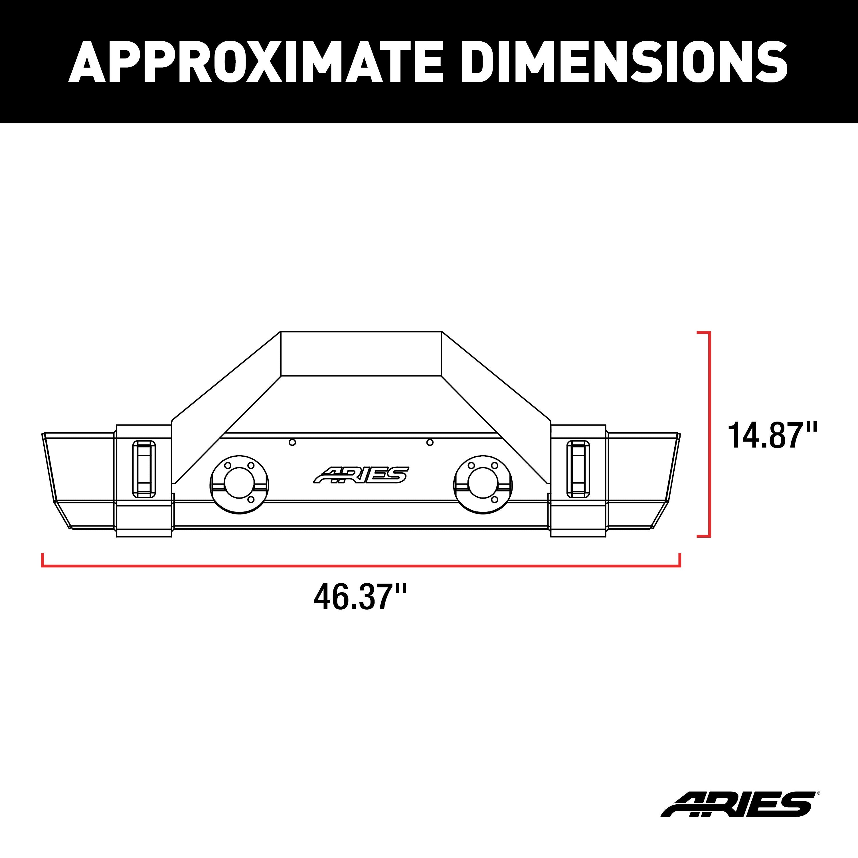 ARIES TrailCrusher Jeep JL, Gladiator Steel Front Bumper with Brush Guard, 12.5K, 2018-2026 Jeep Wrangler, 2020-2026 Jeep Gladiator