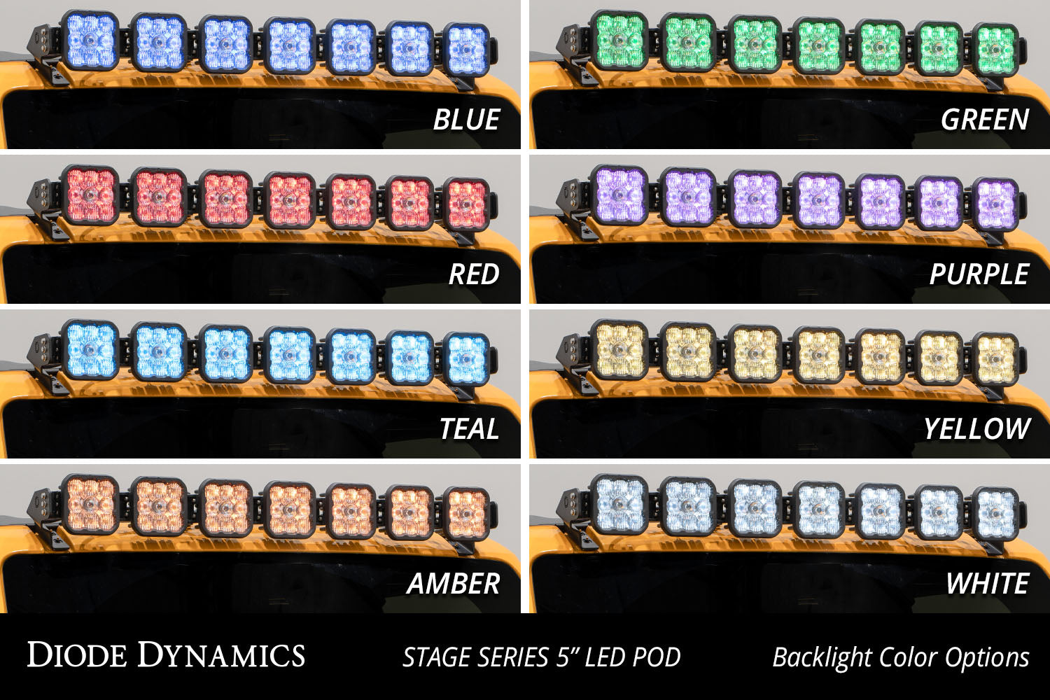 Diode Dynamics Bronco SS5 Sport CrossLink Windshield Yellow Combo Lightbar Kit