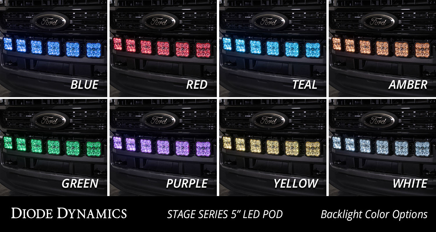 Diode Dynamics SS5 6-Pod CrossLink Grille Lightbar Kit for 2020-2022 Super Duty Sport Yellow Combo for 2020-2022 Ford F-250 Super Duty / Ford F-350 Super Duty / Ford F-450 Super Duty