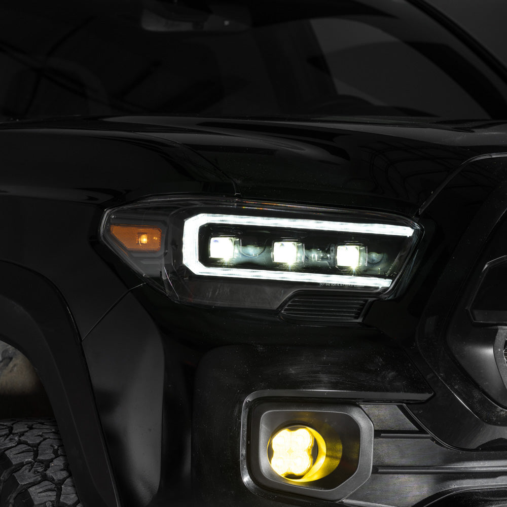 2016-2023 Toyota Tacoma LED Projector Headlights with Selectable DRL Chrome (pair) - Apollo Off-Road