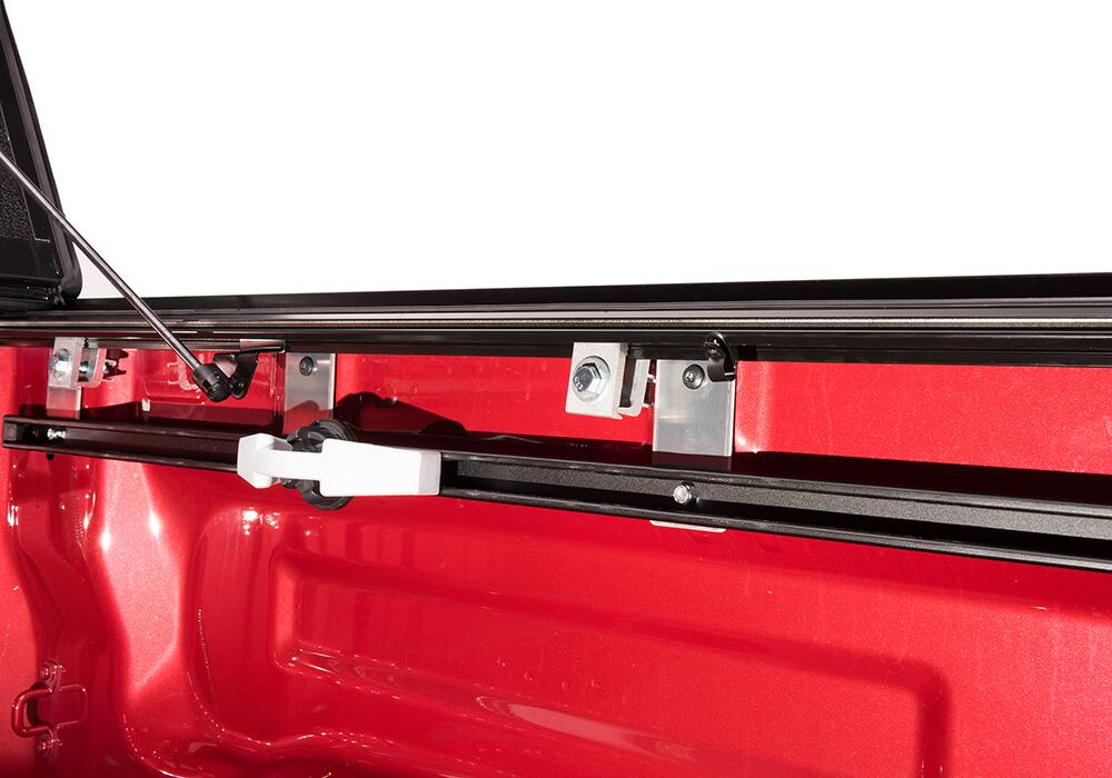 BAKFlip G2 Hard Folding Truck Bed Cover Rail Mounts Near Top of Bed Rail Rails Can Be Lowered Using Drop Down Brackets 2007-2021 Toyota Tundra 8 Foot Bed with Deck Rail System without Trail Special Edition Storage Boxes BAK