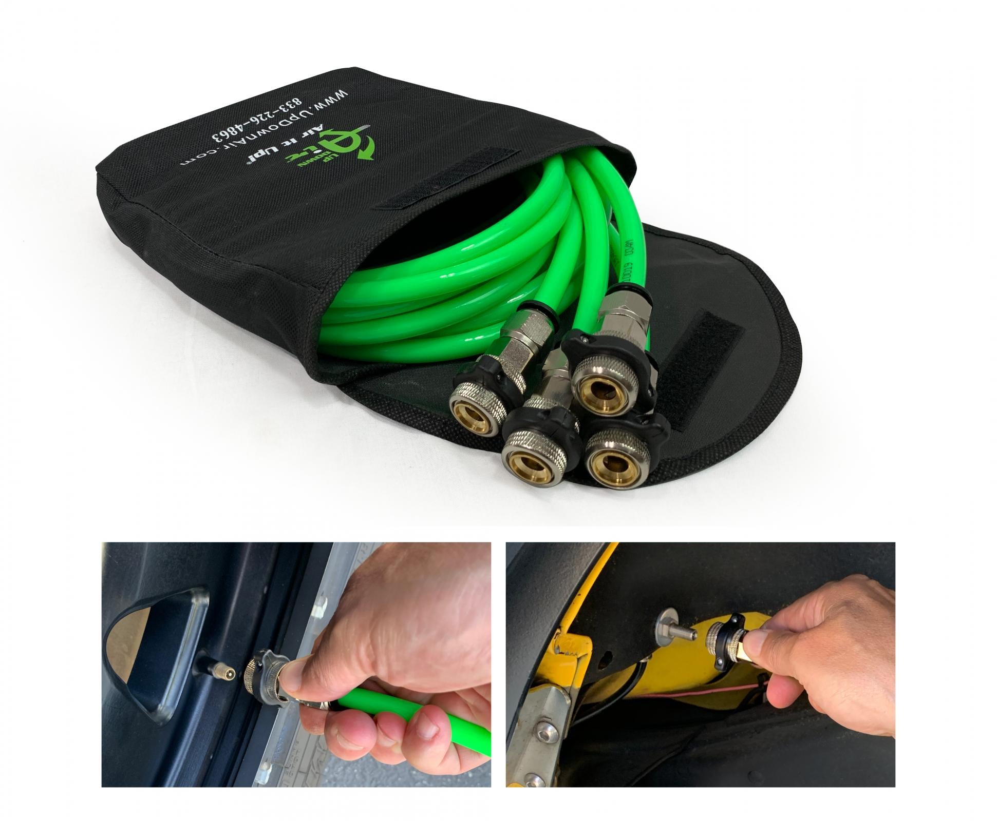 Gladiator Tire Inflator System 4 Tire For 19-25 Jeep Gladiator W/Engine Mount With Box, Fittings, Hoses and Storage Bag Black UP Down Air