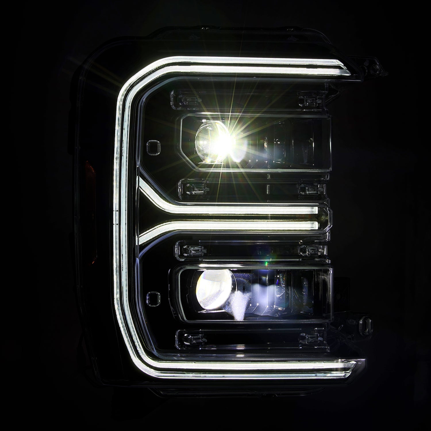 23-26 Ford Super Duty LUXX-Series LED Projector Headlights Alpha-Black - Apollo Off-Road