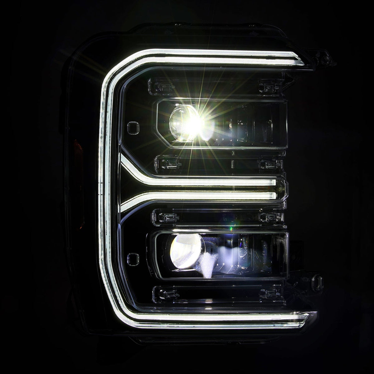 23-26 Ford Super Duty LUXX-Series LED Projector Headlights Alpha-Black - Apollo Off-Road