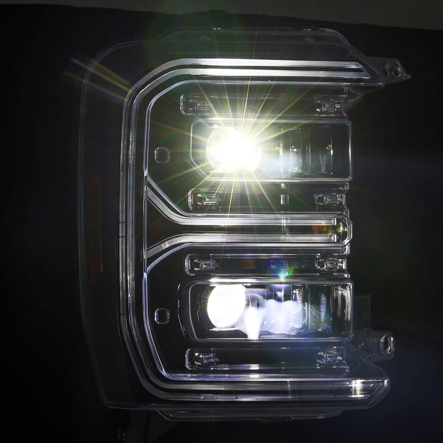 23-26 Ford Super Duty LUXX-Series LED Projector Headlights Alpha-Black - Apollo Off-Road