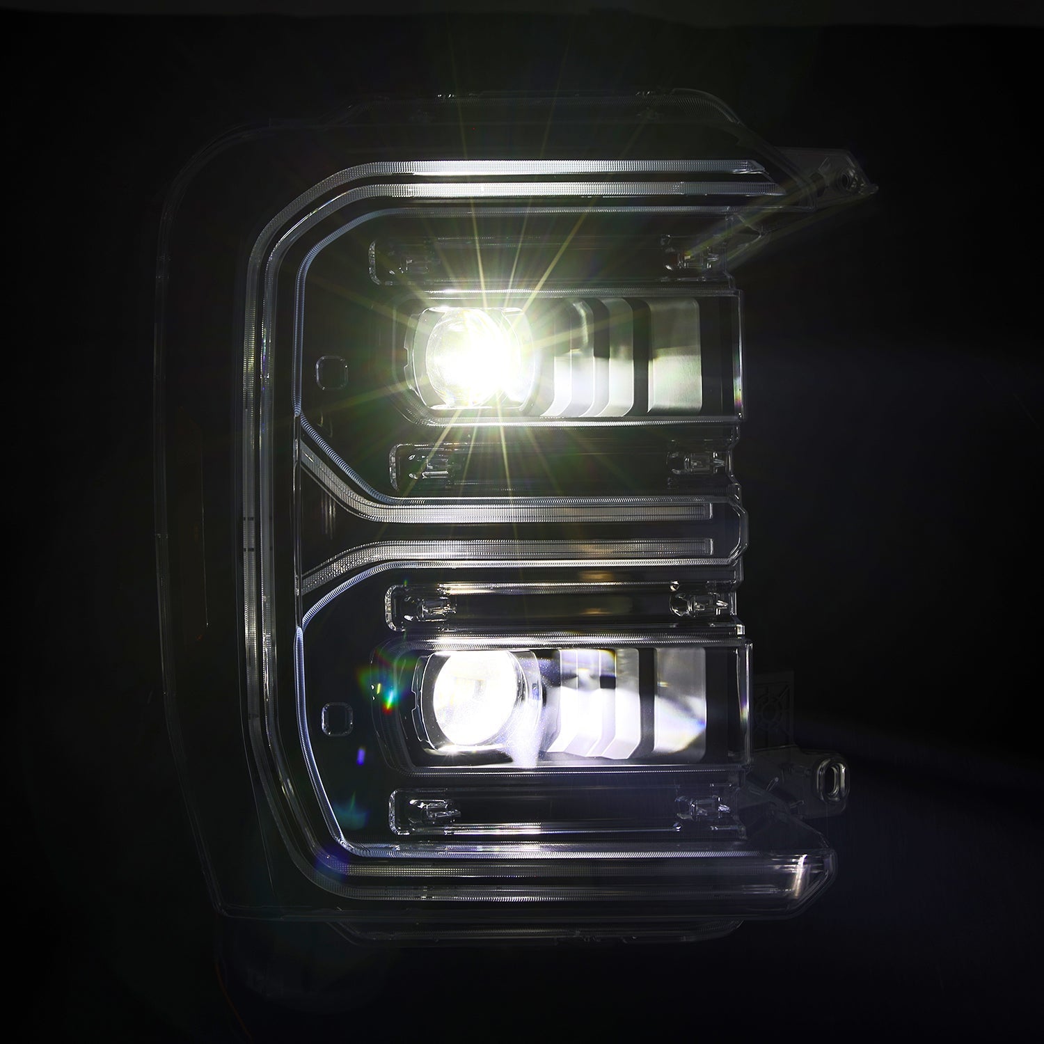 23-26 Ford Super Duty LUXX-Series LED Projector Headlights Black - Apollo Off-Road