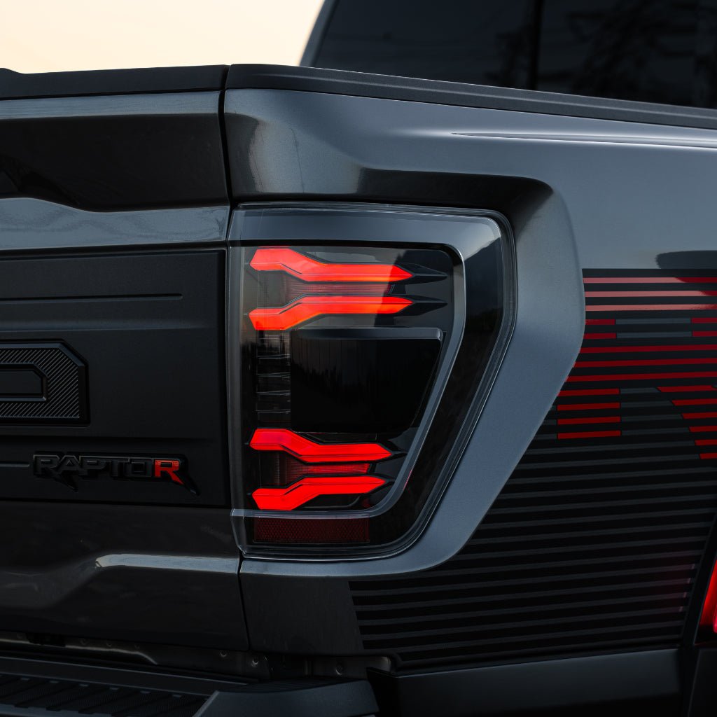 24-26 Ford F-150 / F-150 Raptor LUXX-Series LED Tail Lights Black-Red - Apollo Off-Road
