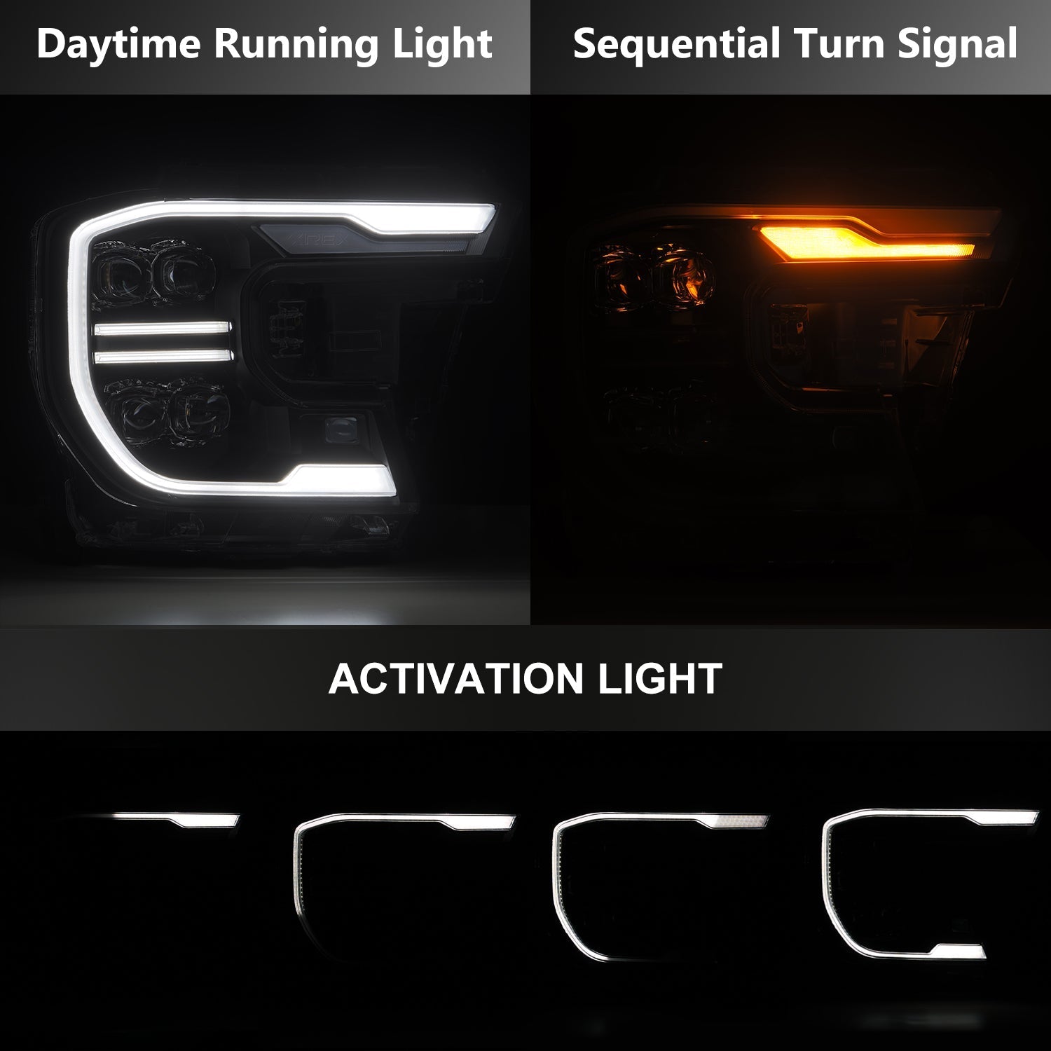 24-26 Ford Ranger / Raptor NOVA-Series LED Projector Headlights Black - Apollo Off-Road
