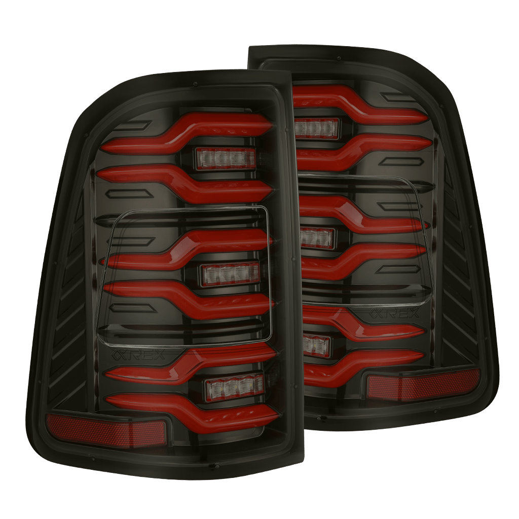 25-25 Ram 1500 LUXX-Series LED Tail Lights Black-Red - Apollo Off-Road