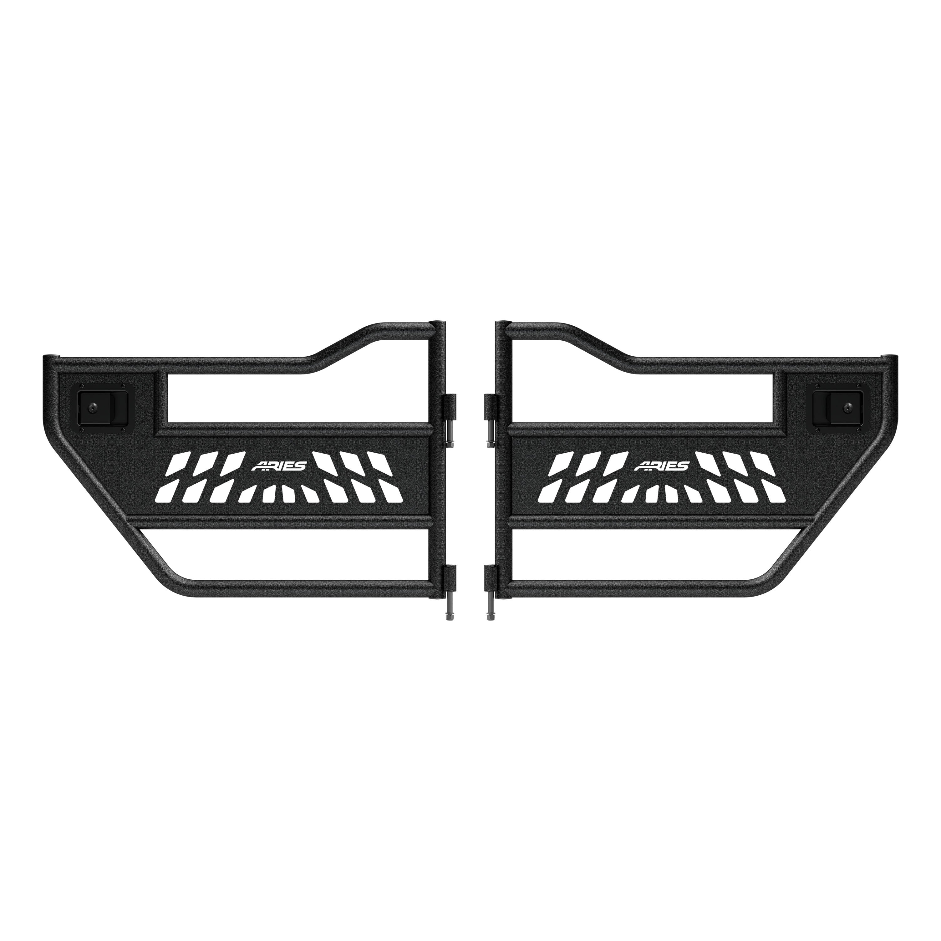 ARIES Jeep Wrangler JL, Gladiator Aluminum Rear Tube Doors, 2018-2026 Jeep Wrangler, 2020-2026 Jeep Gladiator