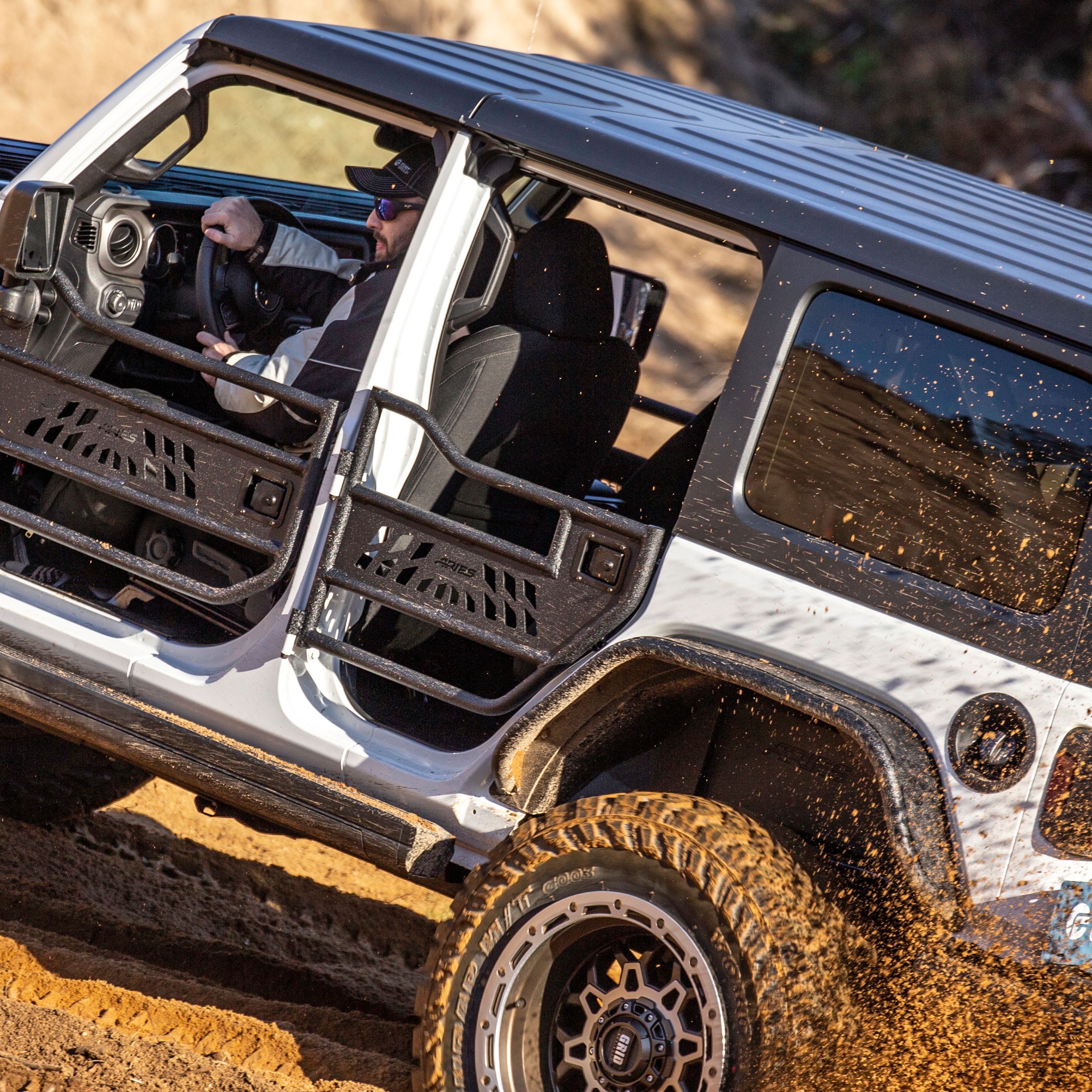 ARIES Jeep Wrangler JL, Gladiator Aluminum Rear Tube Doors, 2018-2026 Jeep Wrangler, 2020-2026 Jeep Gladiator