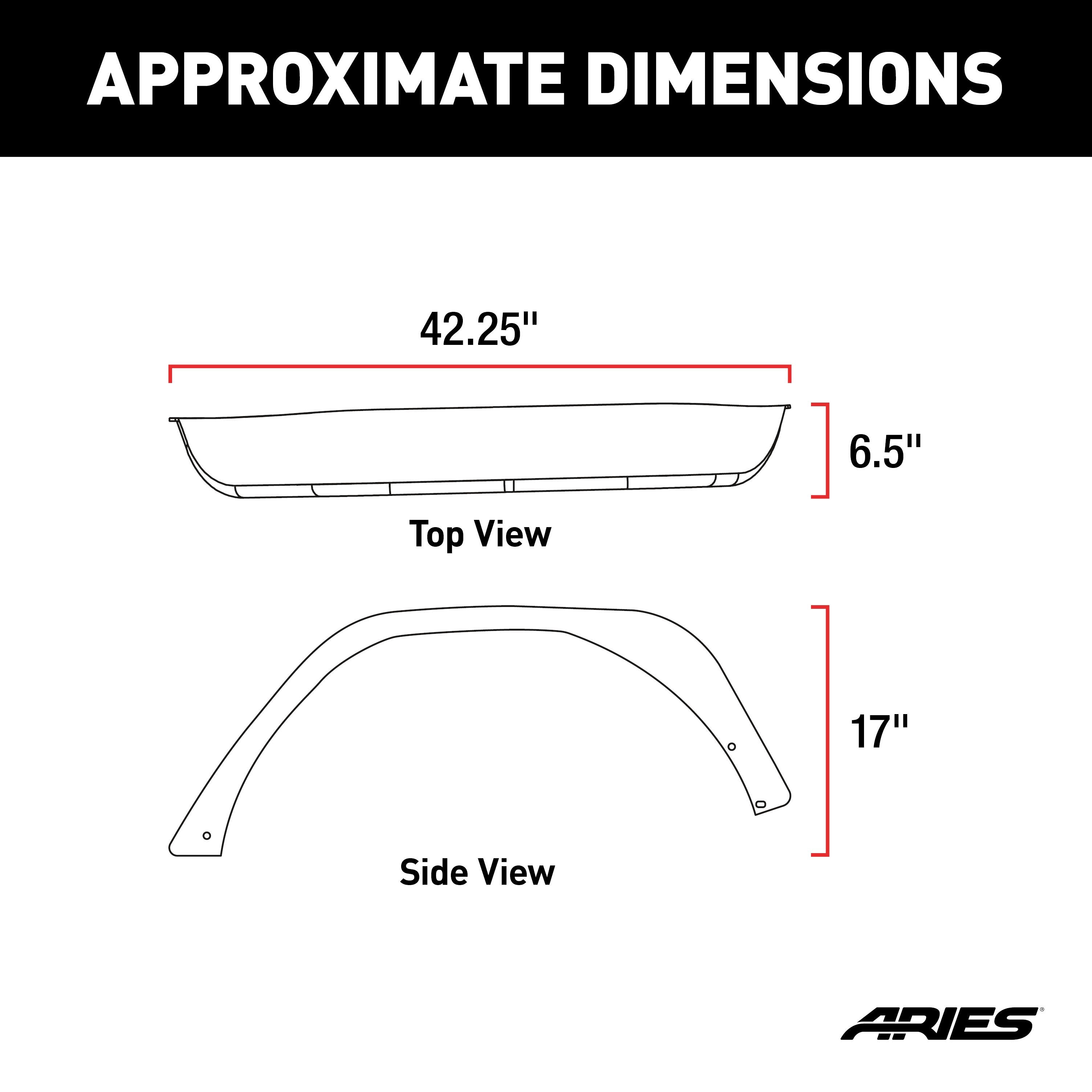 ARIES Jeep Wrangler JL Smooth Carbide Black Aluminum Rear Fender Flares, 2018-2026 Jeep Wrangler