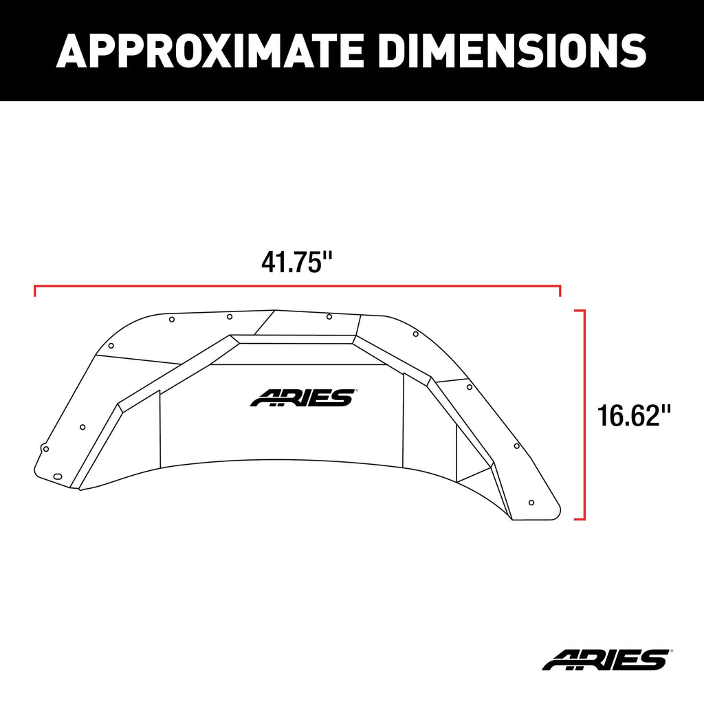 ARIES Jeep Wrangler JL Aluminum Rear Inner Fender Liners, 2018-2026 Jeep Wrangler