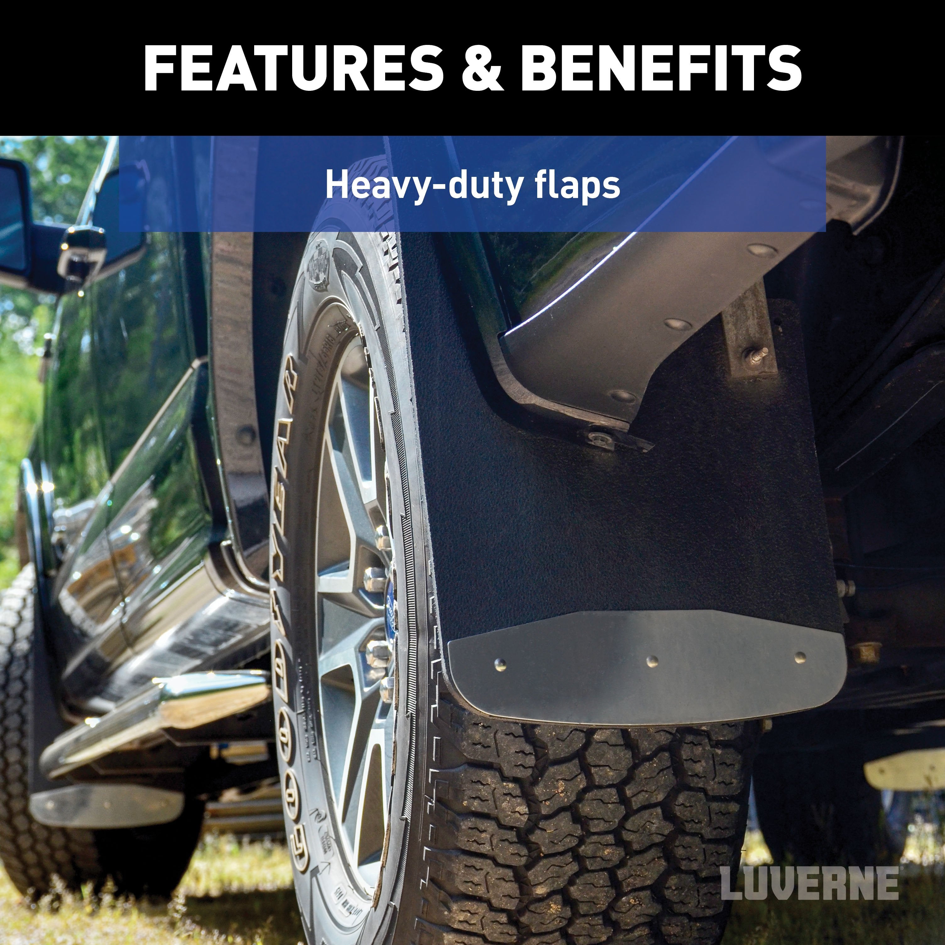 LUVERNE Front 12" x 20" Textured Rubber Mud Guards, 2019-2026 Ram 1500