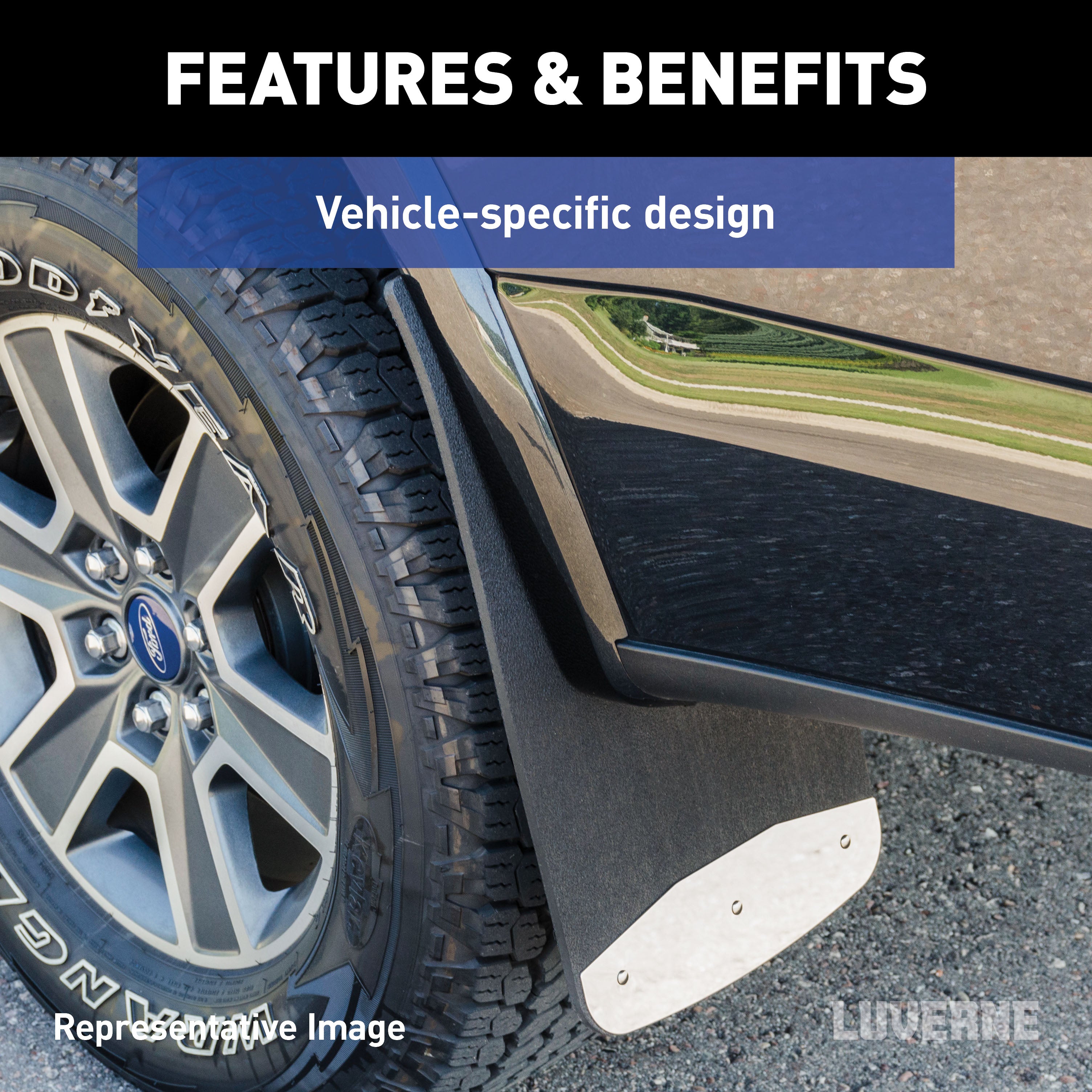 LUVERNE Rear Dually 20" x 23" Rubber Mud Guards, 2011-2016 Ford F-250/F-350/F-450 Super Duty