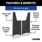 LUVERNE Rear 12" x 20" Rubber Mud Guards, 2019-2026 Chevy/GMC Silverado/Sierra 1500
