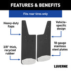 LUVERNE Rear 12" x 23" Rubber Mud Guards, 2019-2026 Chevy/GMC Silverado/Sierra 1500