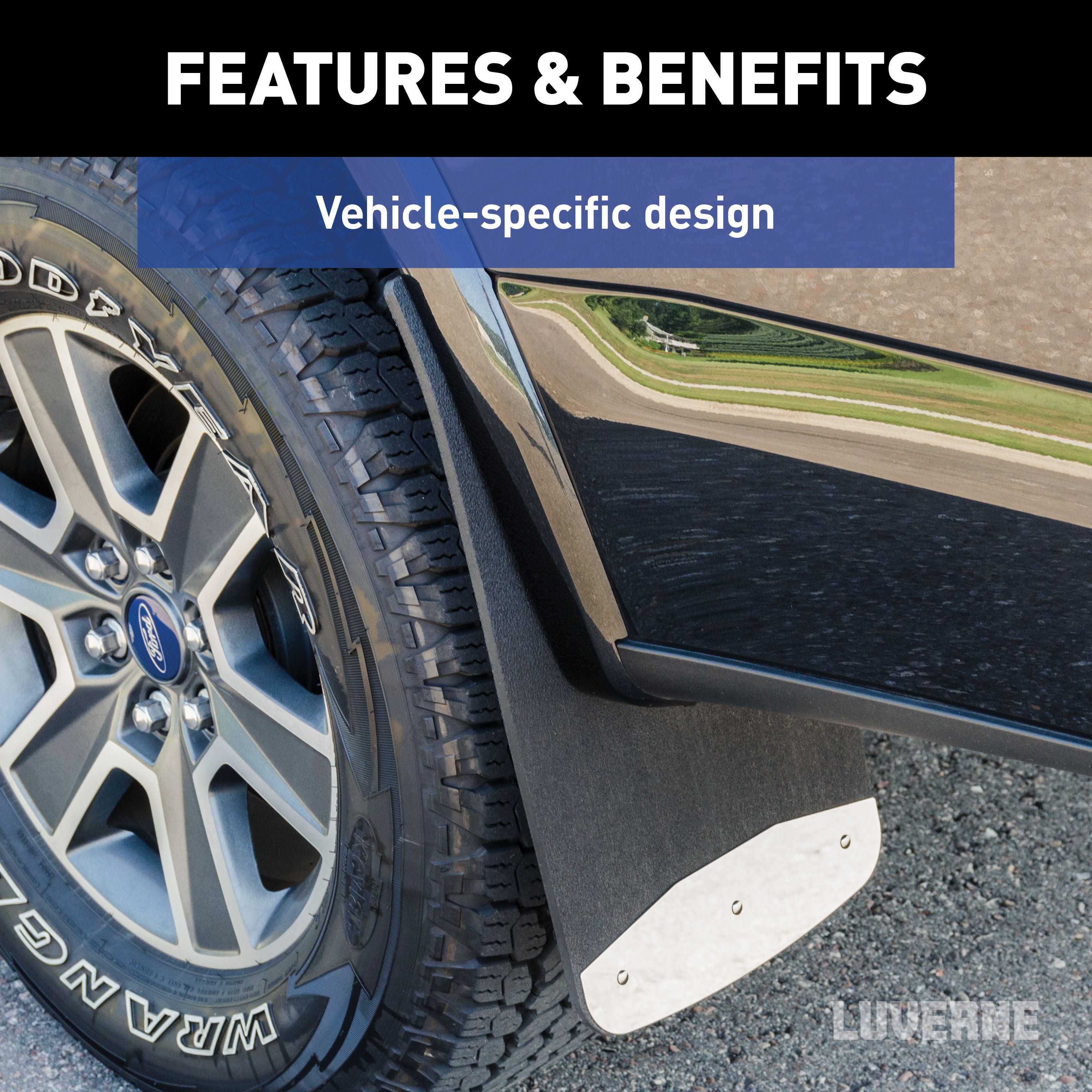 LUVERNE Rear 12" x 23" Rubber Mud Guards, 2020-2026 Chevy/GMC Silverado/Sierra 2500HD, 2020-2026 Chevy/GMC Silverado/Sierra 3500HD