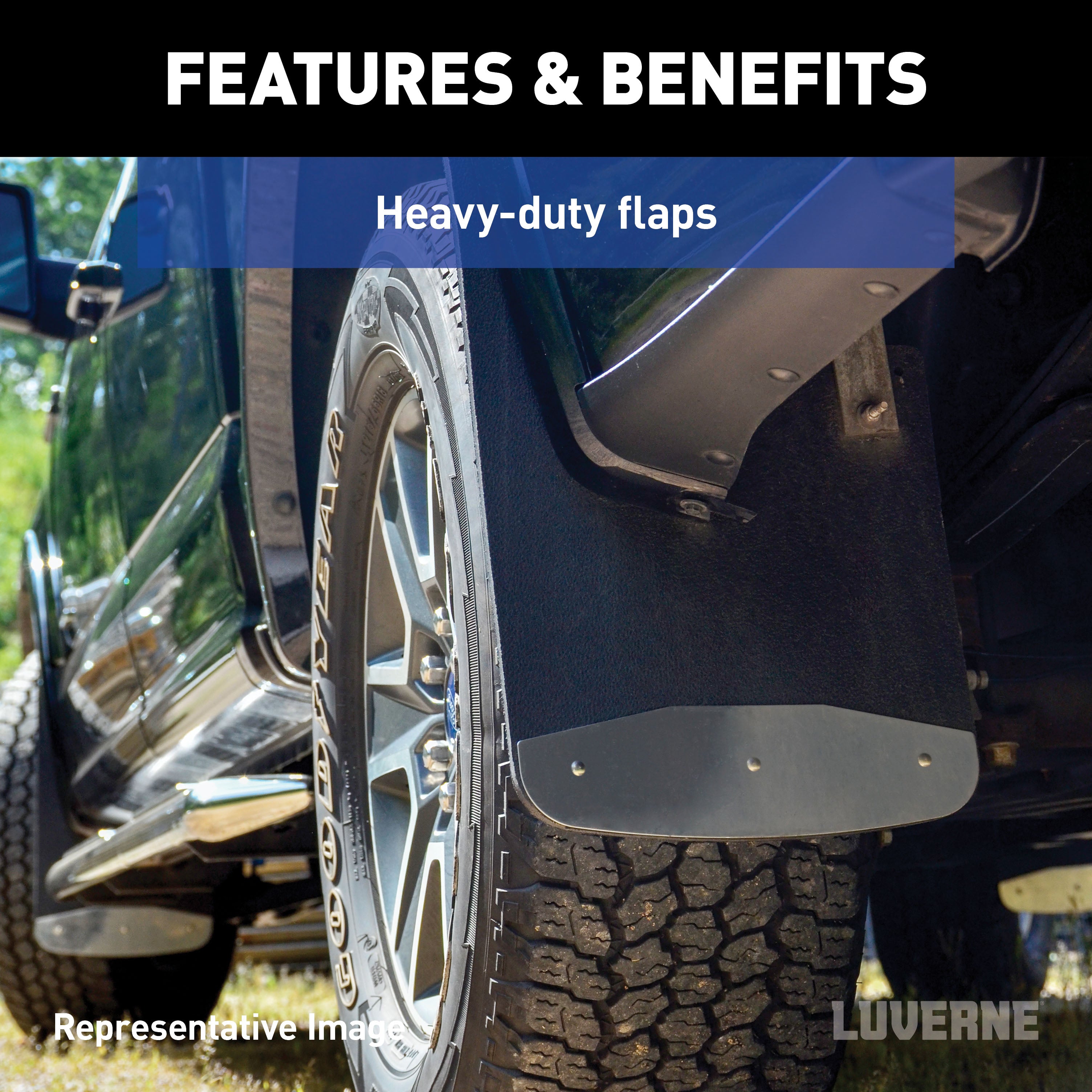 LUVERNE Rear Dually 20" x 23" Rubber Mud Guards, 2020-2026 Chevy/GMC Silverado/Sierra 3500HD