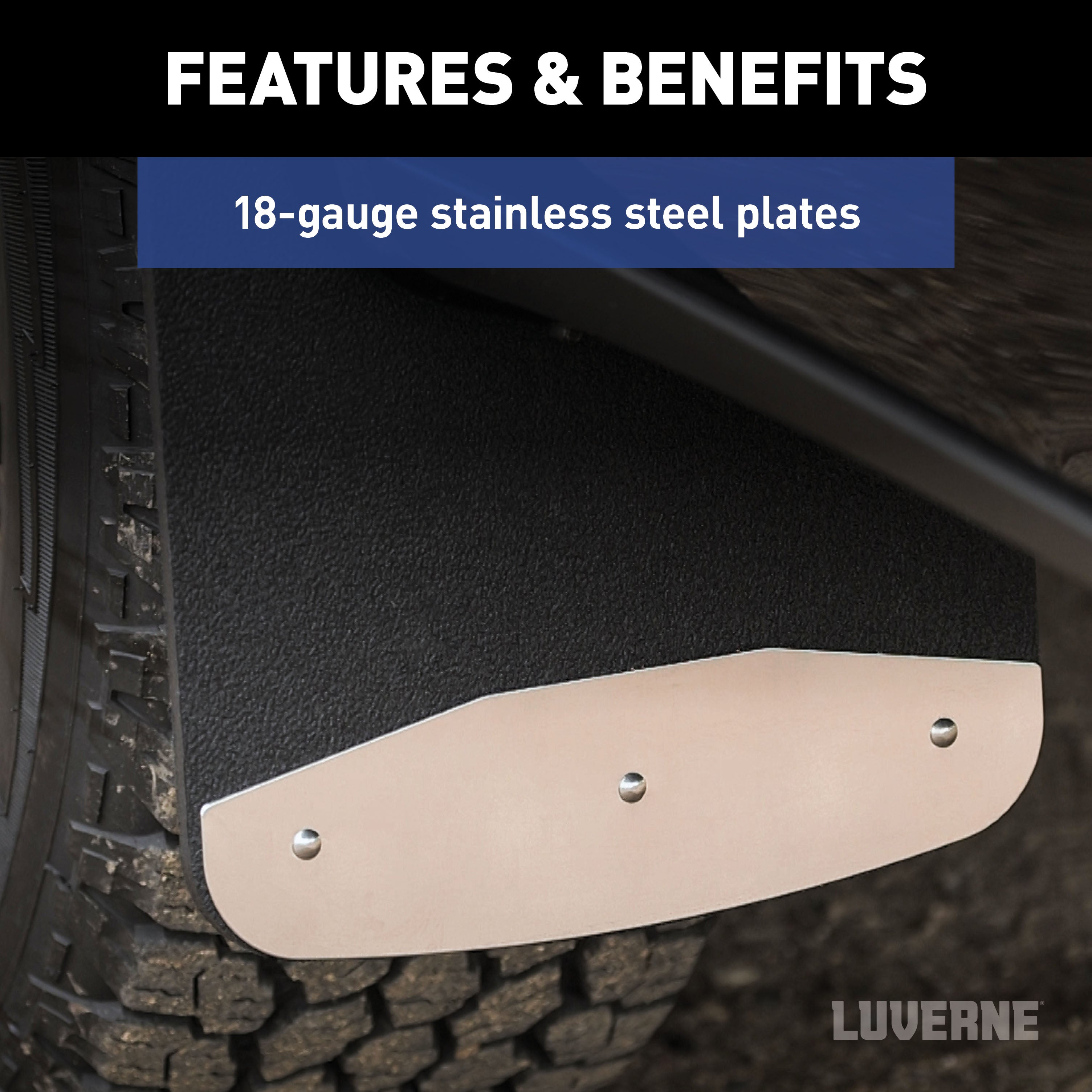 LUVERNE Front or Rear 12" x 20" Textured Rubber Mud Guards, 2015-2023 Ford F-150