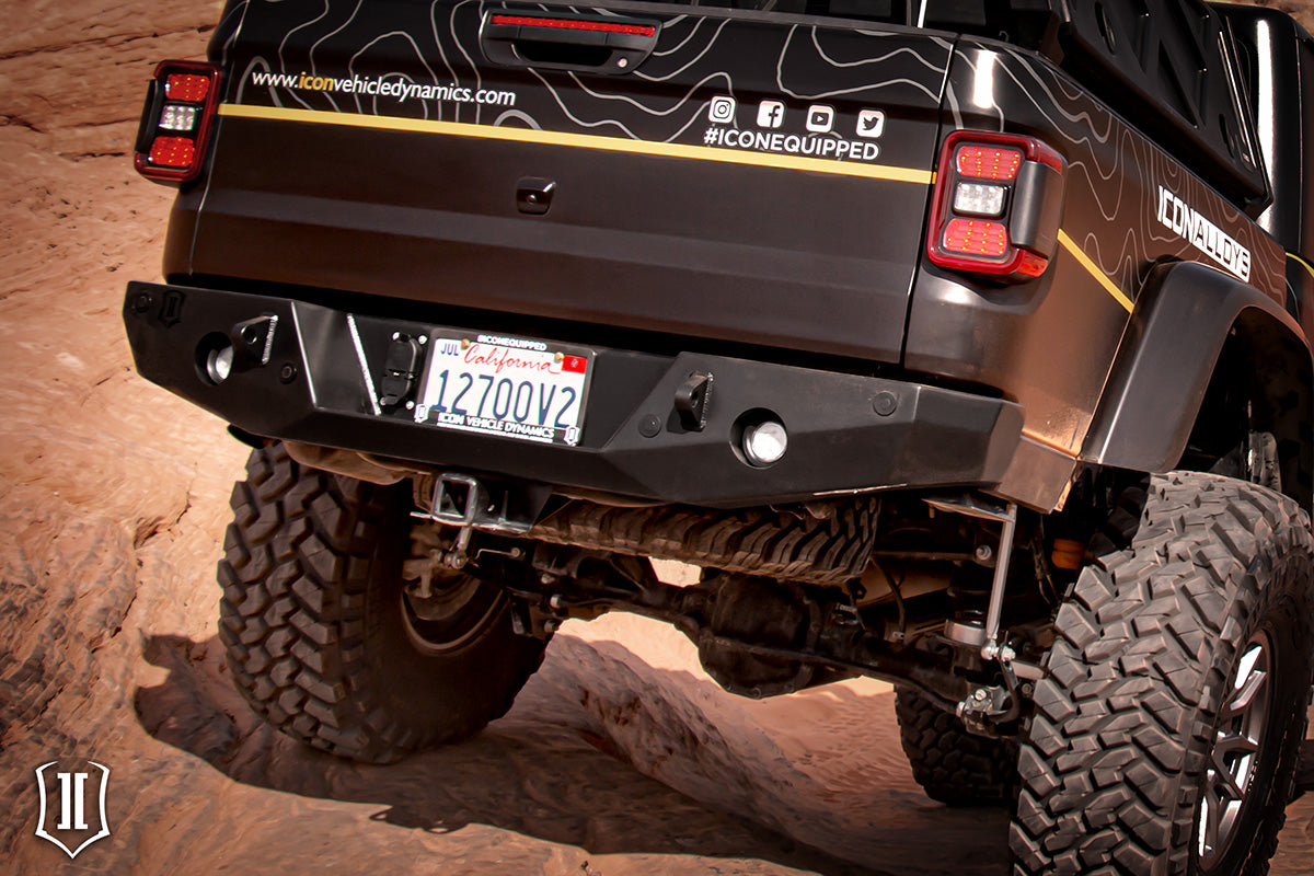 20-Up Jeep Gladiator JT Pro Series Rear Bumper ICON Impact Series Offroad Armor
