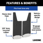 LUVERNE Front 12" x 20" Textured Rubber Mud Guards, 2019-2023 Ford Ranger