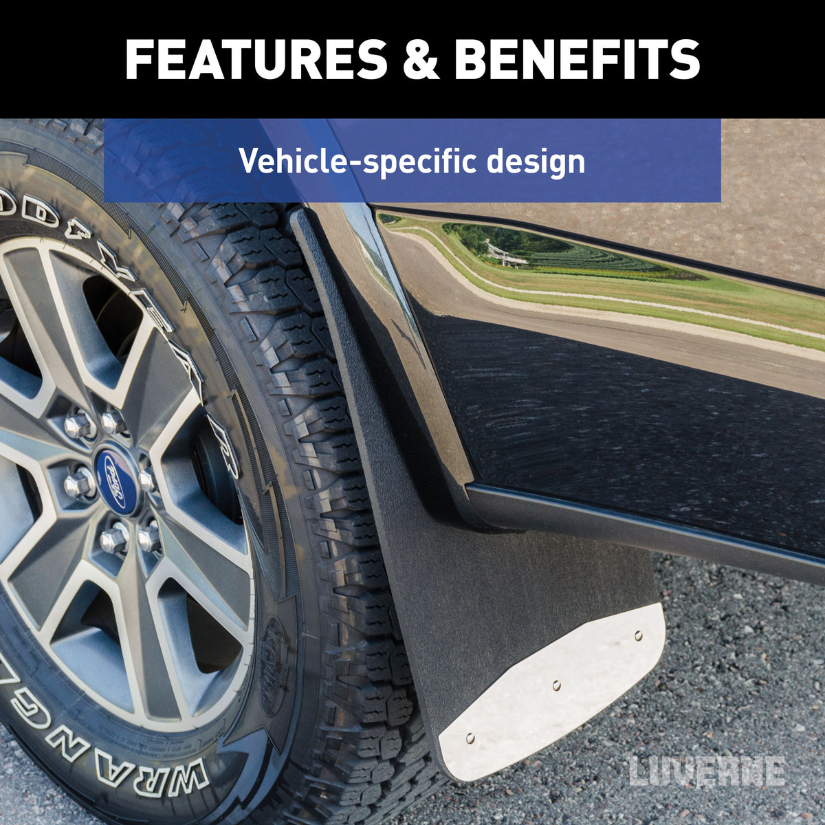 LUVERNE Front 12" x 20" Textured Rubber Mud Guards, 2019-2023 Ford Ranger