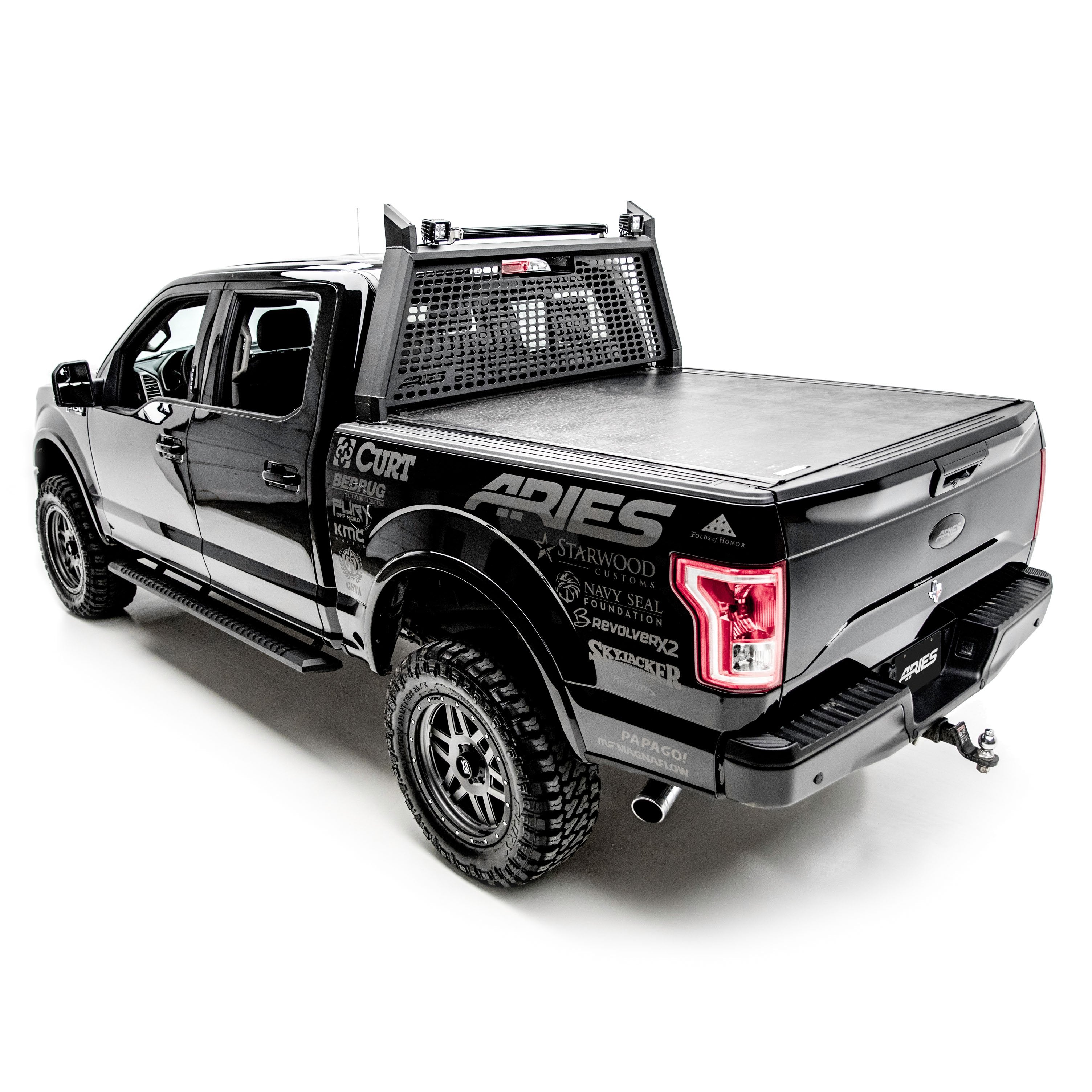 ARIES AdvantEDGE 5-1/2" x 75" Black Aluminum Side Bars, 2015-2026 Ford F-150, 2017-2026 Ford F-250/F-350/F-450/F-550 Super Duty