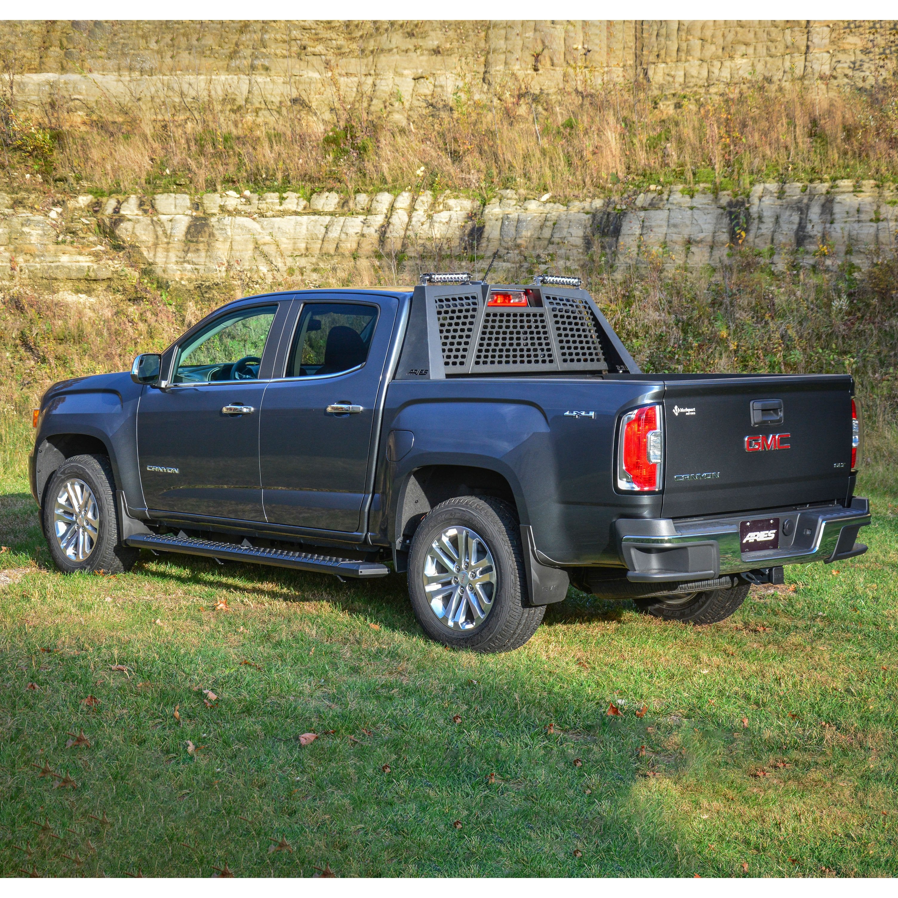 ARIES AdvantEDGE 5-1/2" x 85" Black Aluminum Side Bars, 2023-2026 Chevy Colorado, 2023-2026 GMC Canyon