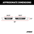 ARIES AscentStep 5-1/2" x 85" Black Steel Running Boards, 2015-2023 Toyota Tacoma