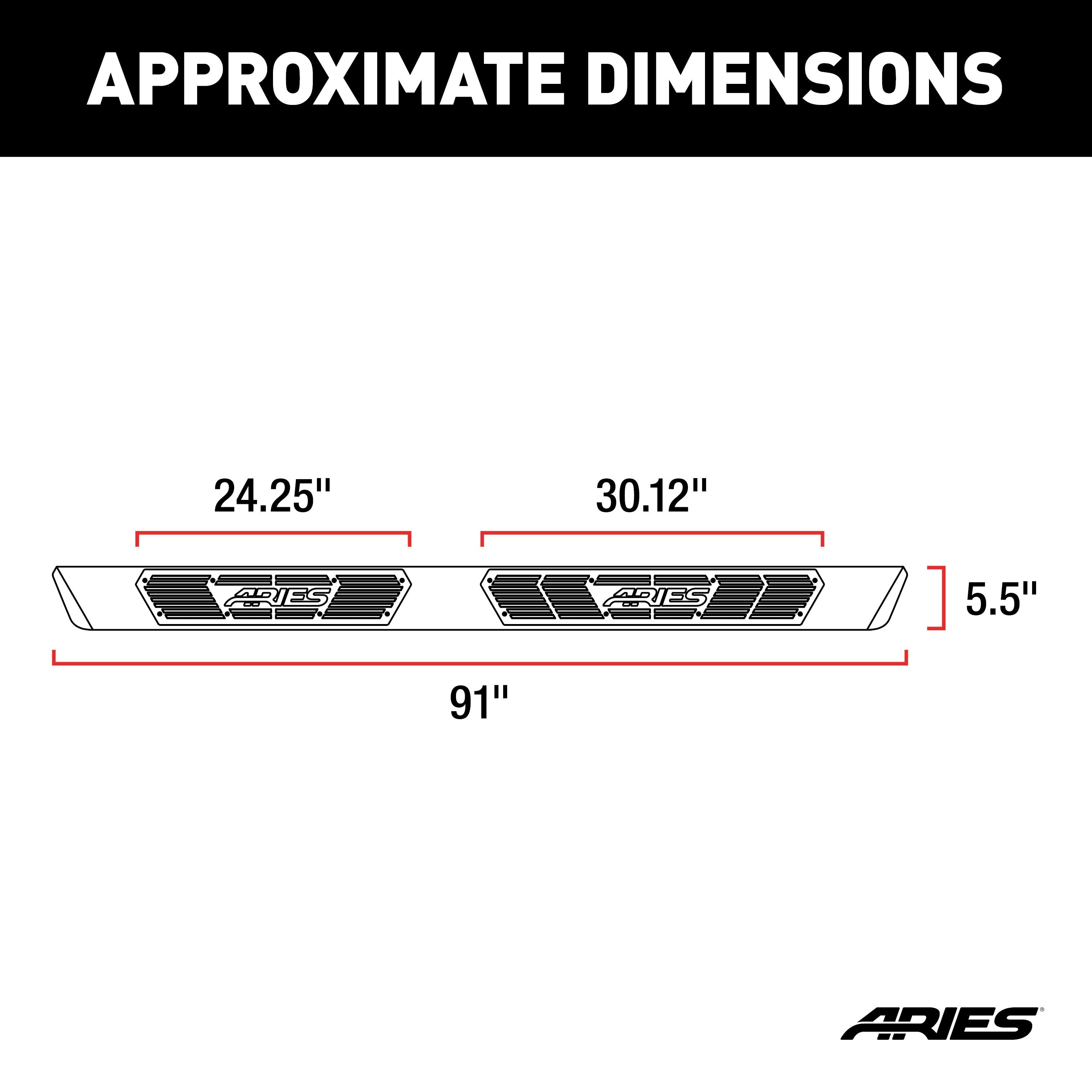 ARIES AscentStep 5-1/2" x 91" Black Steel Running Boards, 1999-2016 Ford F-250/F-350/F-450 Super Duty