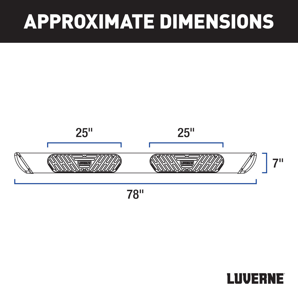 LUVERNE Regal 7 Black Stainless 78" Oval Side Steps, 2020-2026 Ford F-250/F-350/F-450 Super Duty