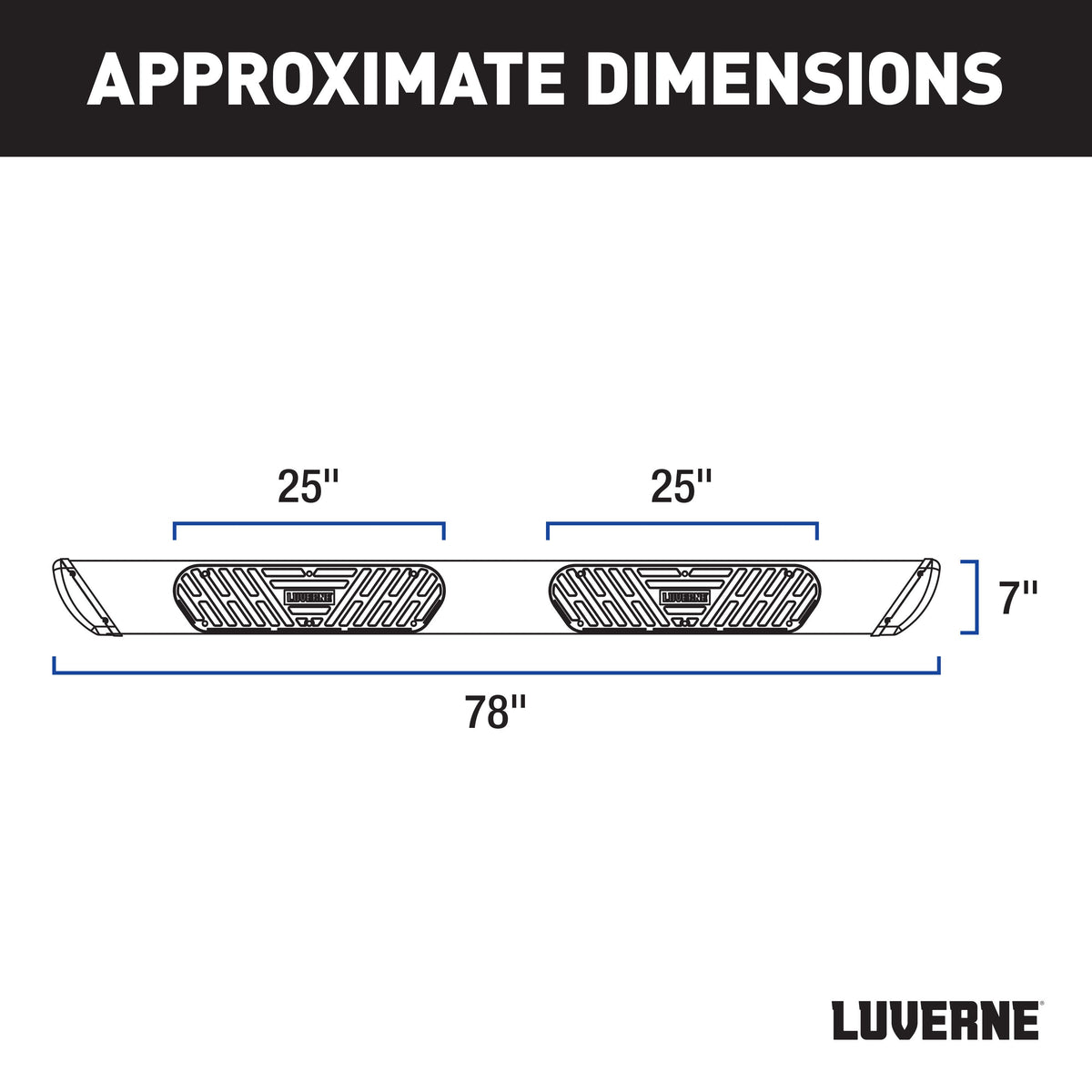 LUVERNE Regal 7 Black Stainless 78" Oval Side Steps, 2020-2026 Ford F-250/F-350/F-450 Super Duty