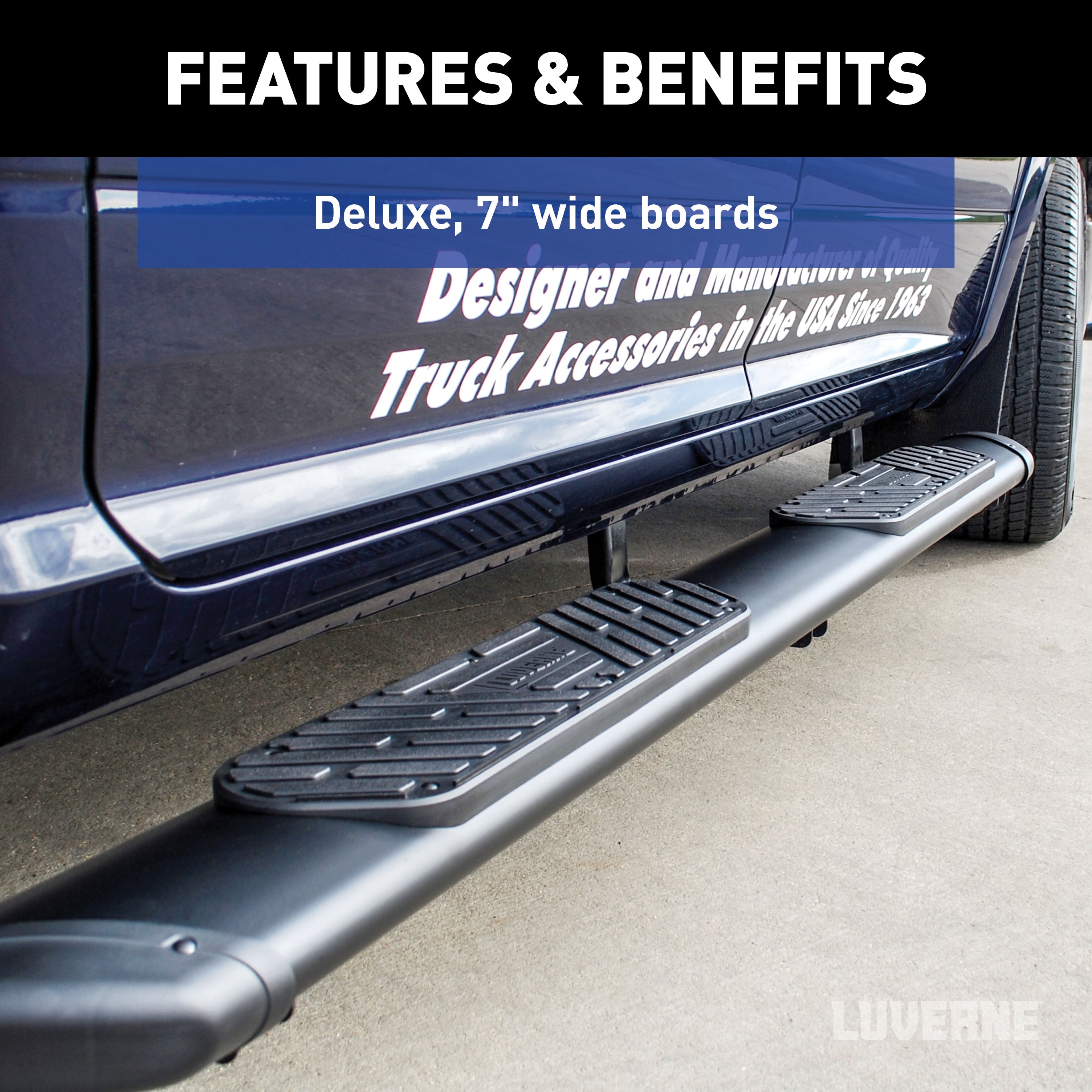 LUVERNE Regal 7 Black Stainless 78" Oval Side Steps, 2020-2026 Ford F-250/F-350/F-450 Super Duty