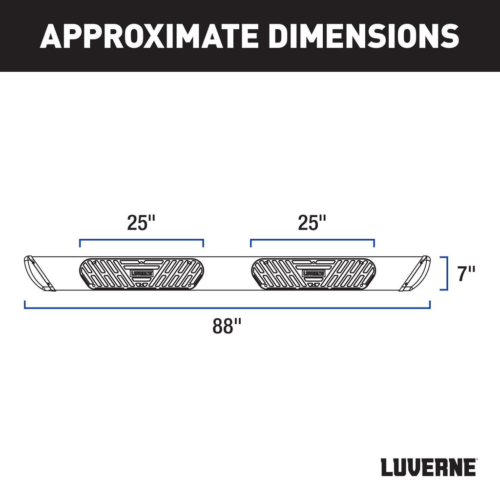 LUVERNE Regal 7 Black Stainless 88" Oval Side Steps, 2020-2026 Ford F-250/F-350/F-450 Super Duty