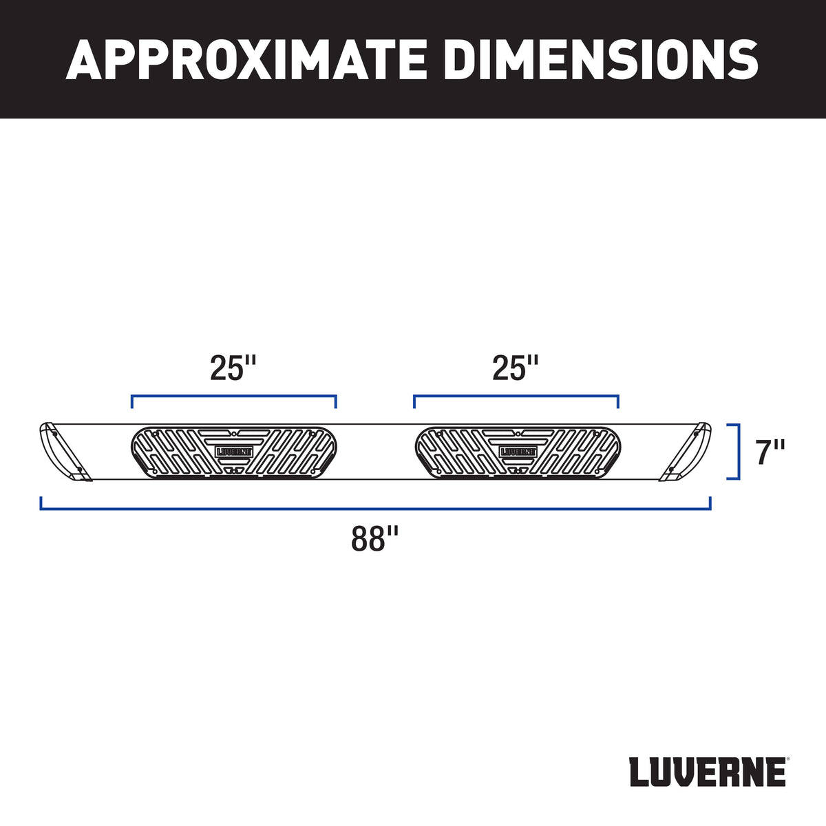 LUVERNE Regal 7 Black Stainless 88" Oval Side Steps, 2020-2026 Ford F-250/F-350/F-450 Super Duty