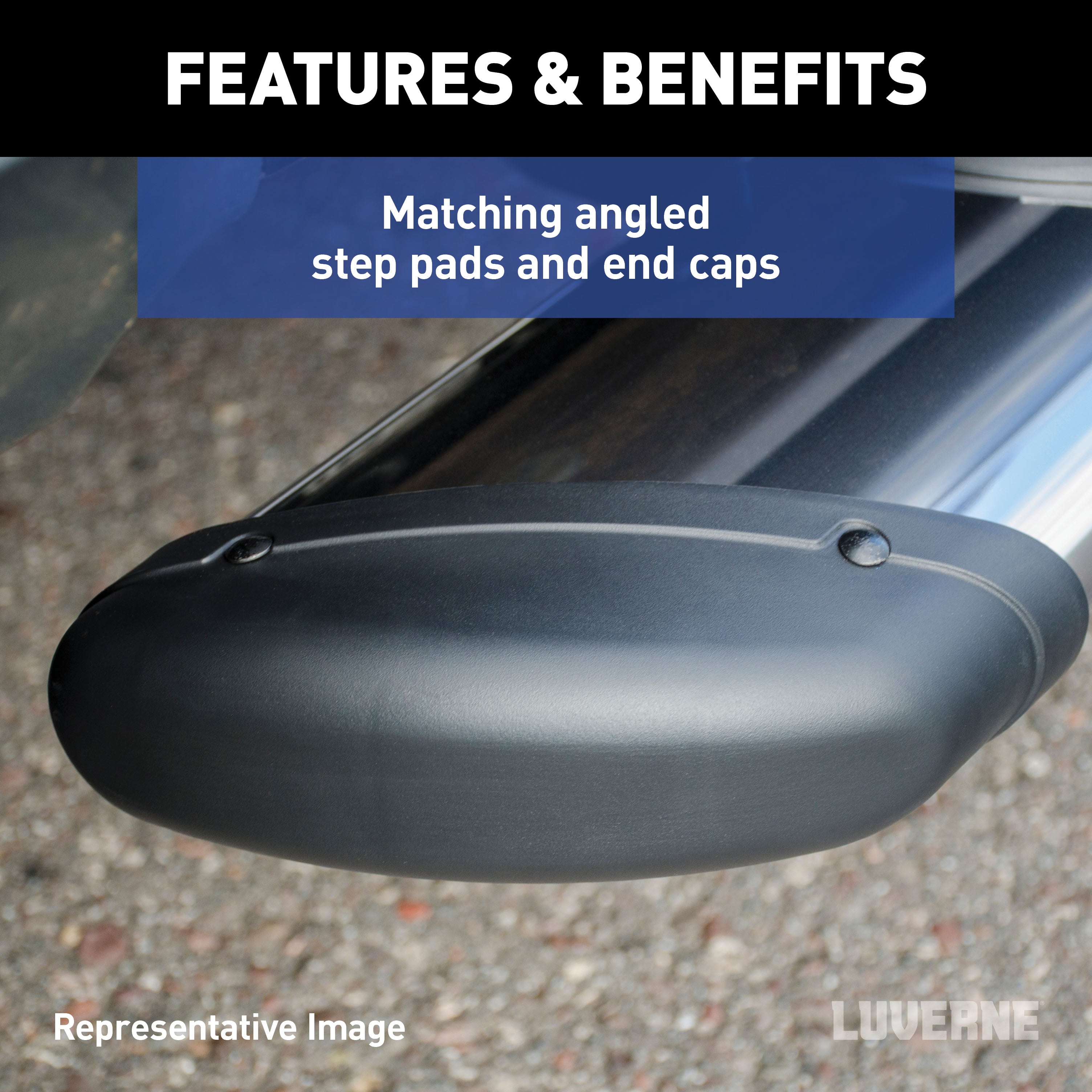LUVERNE Regal 7 Black Stainless 88" Oval Side Steps, 2020-2026 Ford F-250/F-350/F-450 Super Duty