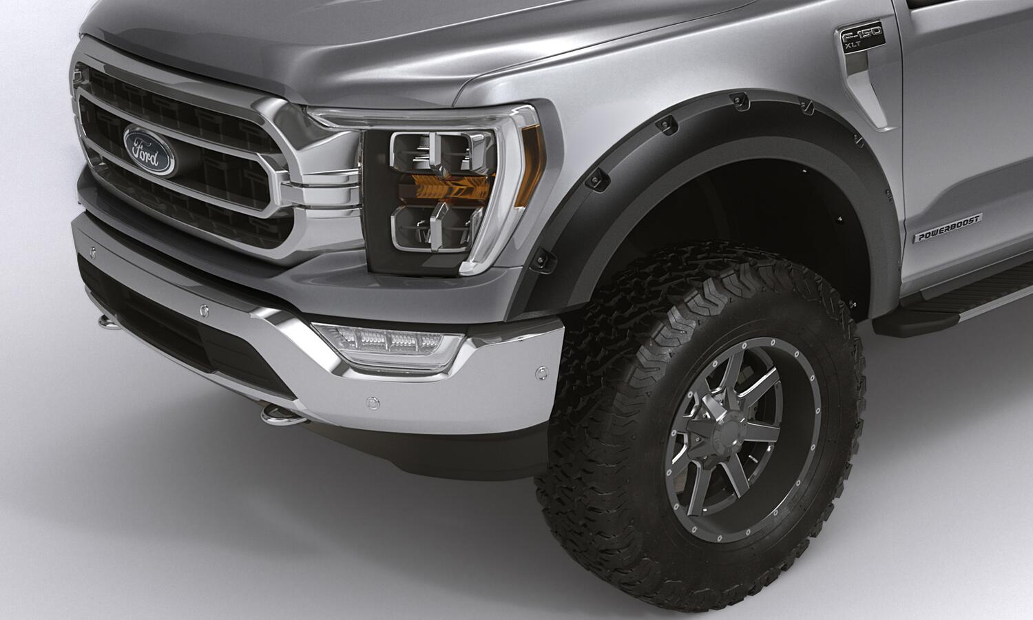 Black Forge Pocket/Rivet Textured Finish 4-Pc Fender Flare Set For 17-22 Ford F250/350/450 Bushwacker
