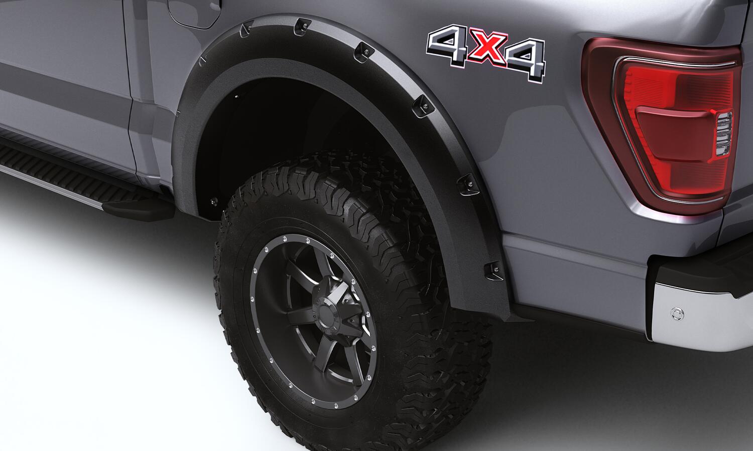 Black Forge Pocket/Rivet Textured Finish 4-Pc Fender Flare Set For 17-22 Ford F250/350/450 Bushwacker