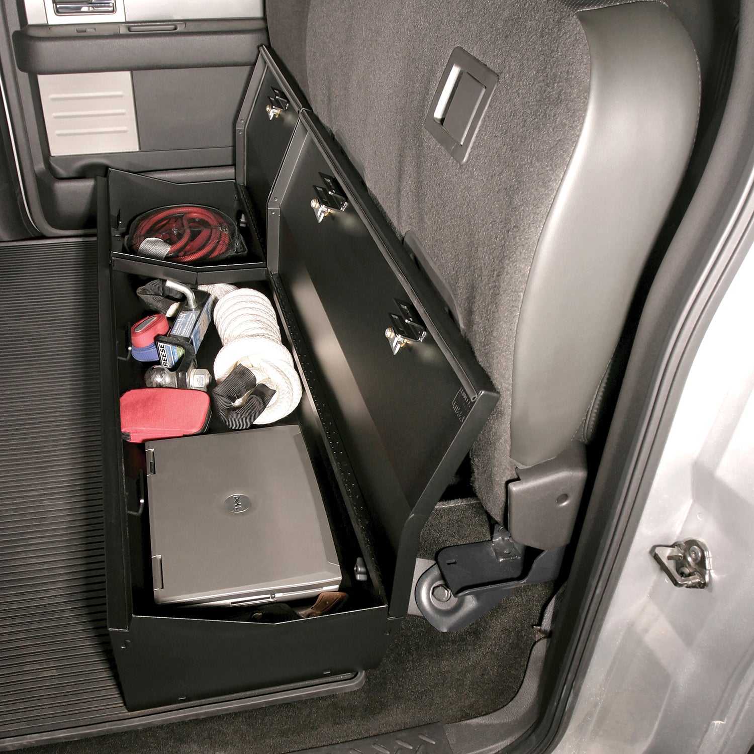 Rear Underseat Lockbox - 09-14 F-150 w/ Crew Cab w/o Subwoofer Black Tuffy Security Products