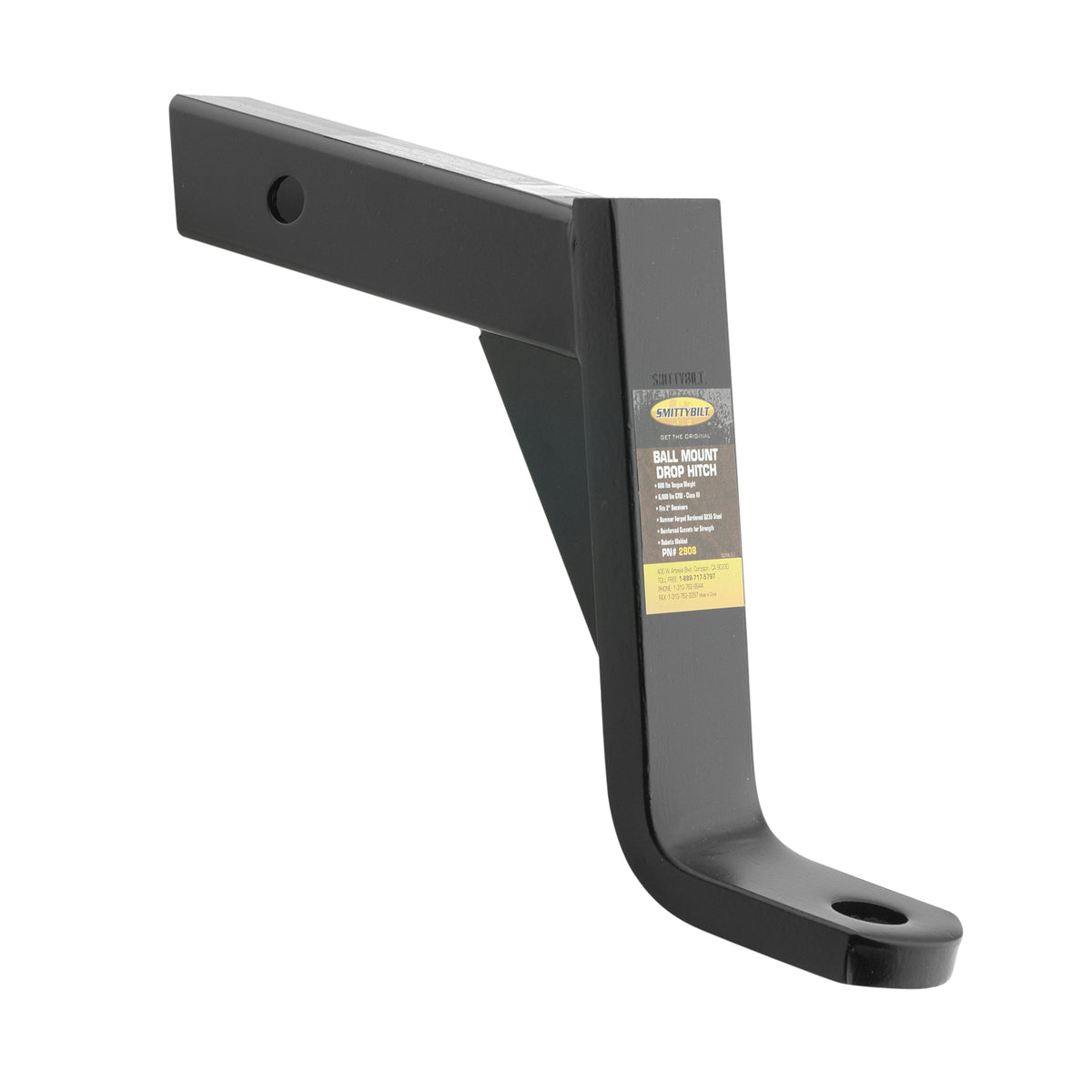 Trailer Hitch 8 Inch Drop Steel Class III Rated Up to 5,000LBS Gtw/ 500LBS Tongue Weight Smittybilt