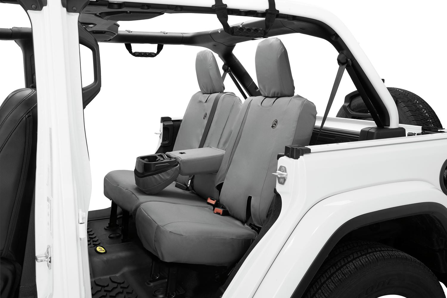 Jeep Wrangler Seat Covers For Jeep 2018-2023 Wrangler JL 4 Door Rear with Fold Down Arm Rest Premium Vinyl Fabric Charcoal Bestop