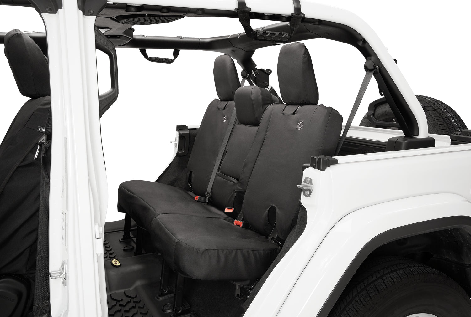 Jeep Wrangler Seat Covers For Jeep 2018-2023 Wrangler JL 4 Door Rear With Fold Down Arm Rest Premium Vinyl Fabric Black Diamond Bestop