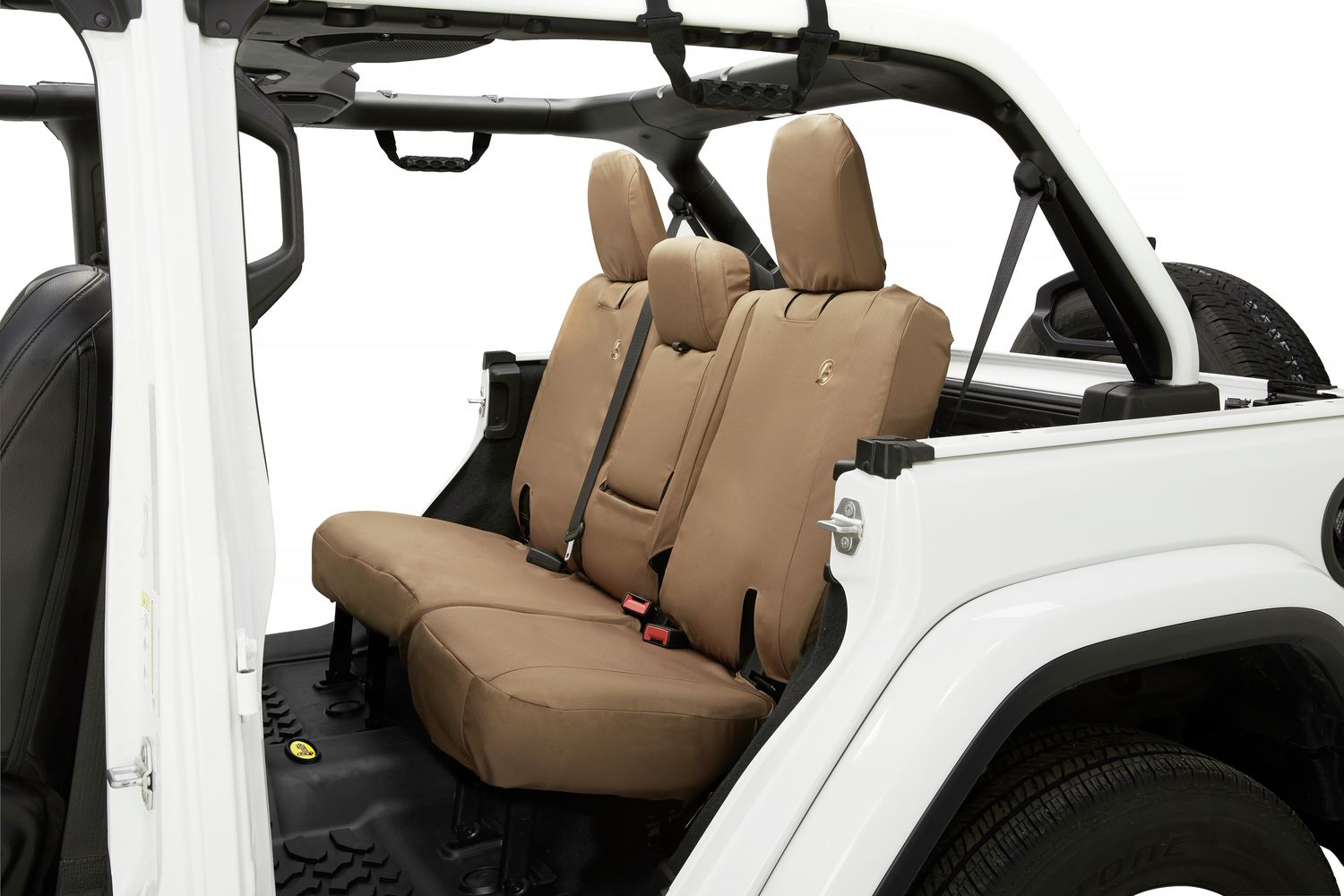 Jeep Wrangler Seat Covers For Jeep 2018-2023 Wrangler JL 4 Door Rear without Fold Down Arm Rest Premium Vinyl Fabric Tan Bestop