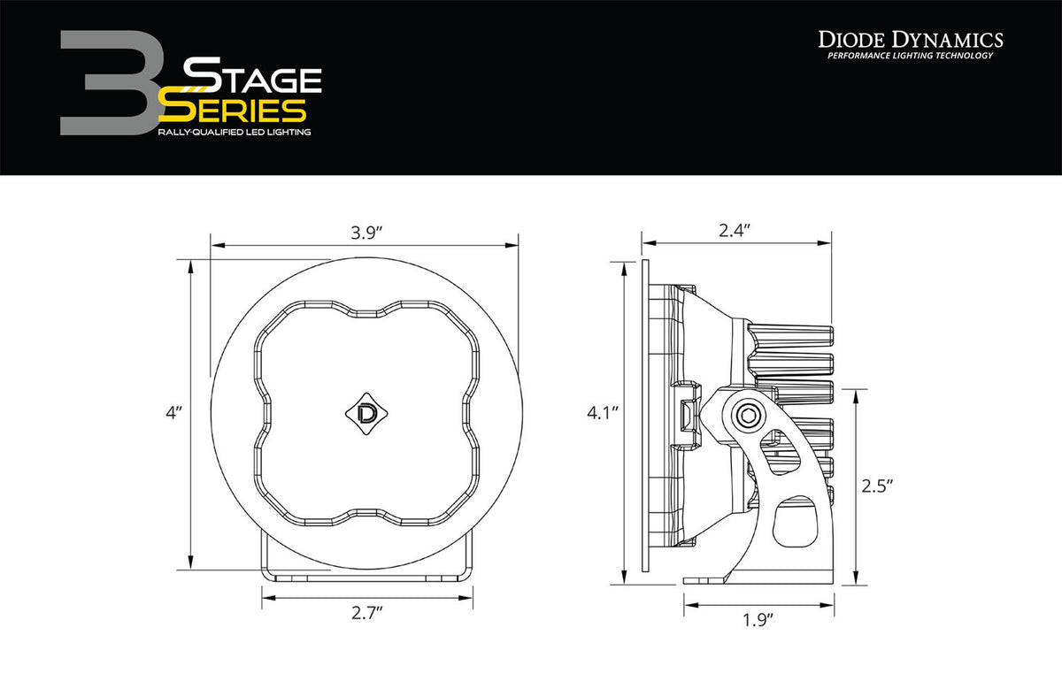 Diode Dynamics SS3 Pro ABL White SAE Fog Round - No Brackets (pair)