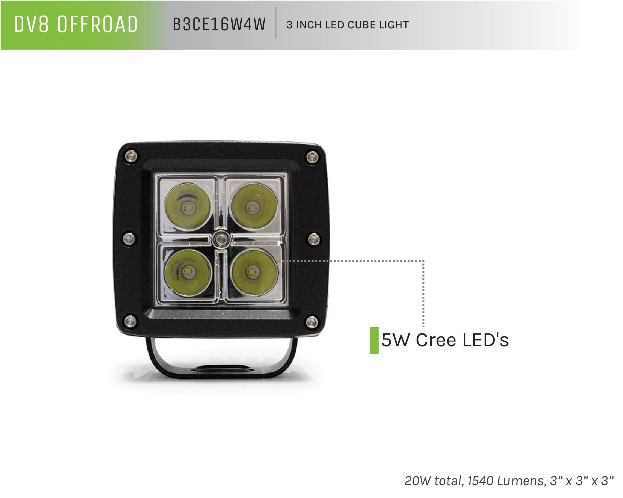 3 in. LED Cube Light - Apollo Off-Road